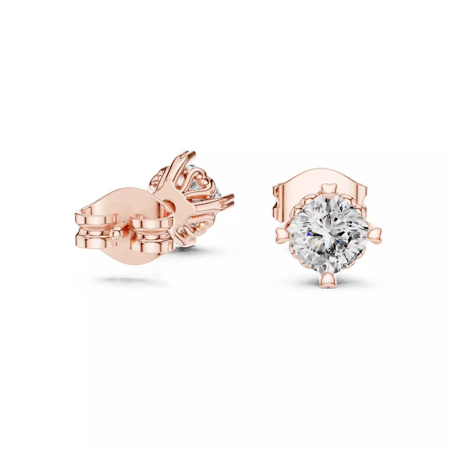 Round Diamond Studs Earrings 3dm stl renders 360 Animation 3D print model_9