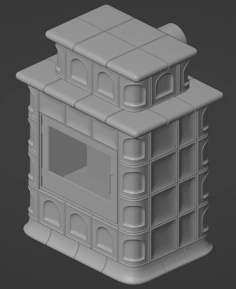 Tiled Fireplace 3D model_15