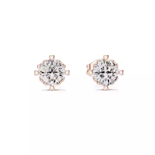 Cushion Diamond Studs Earrings 3dm stl renders 360 Animation 