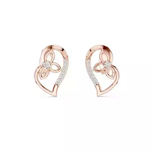 Flower Diamond Studs Earrings 3dm stl renders 360 Animation 