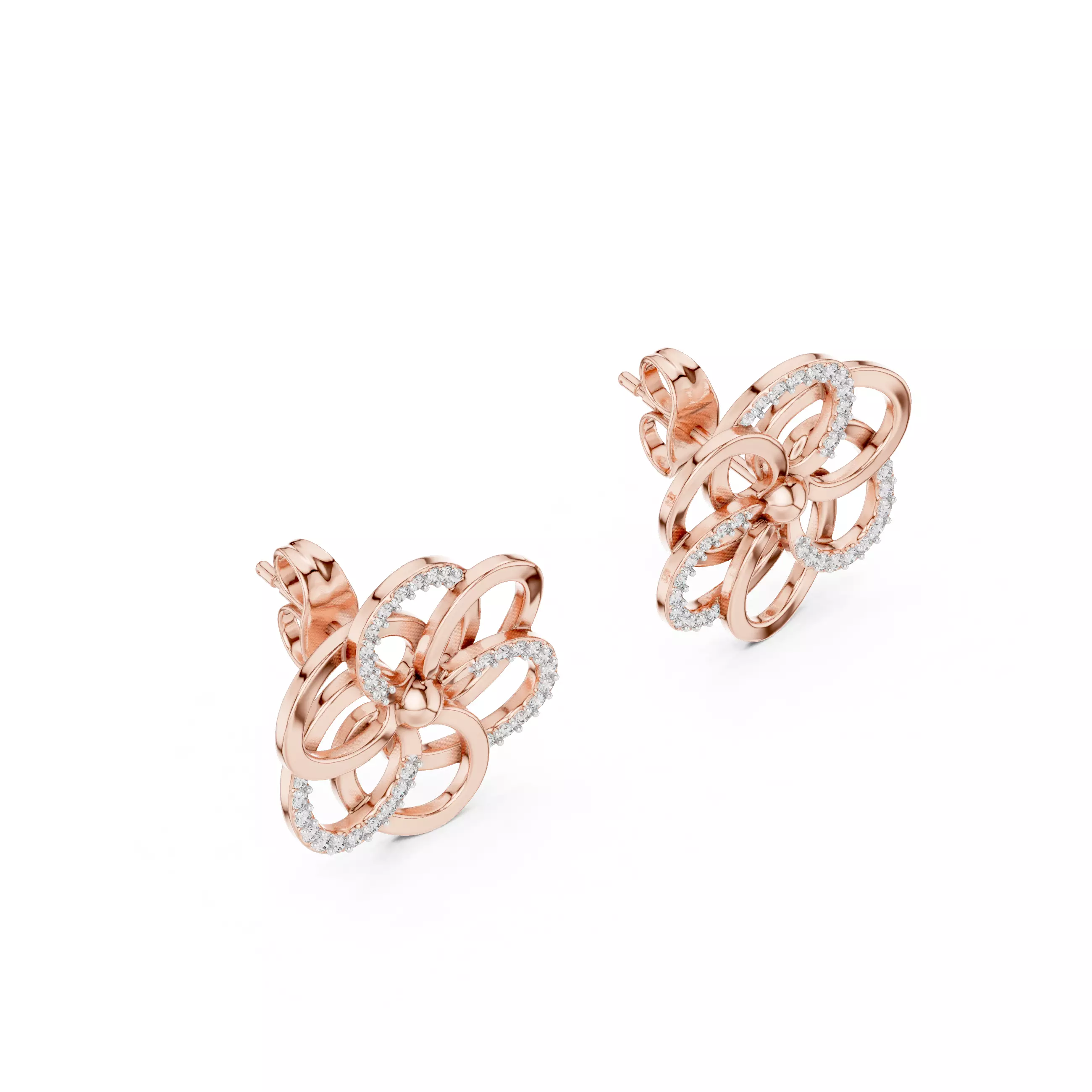 Flower Studs Earrings 3dm stl renders 360 Animation Videos  3D print model_3