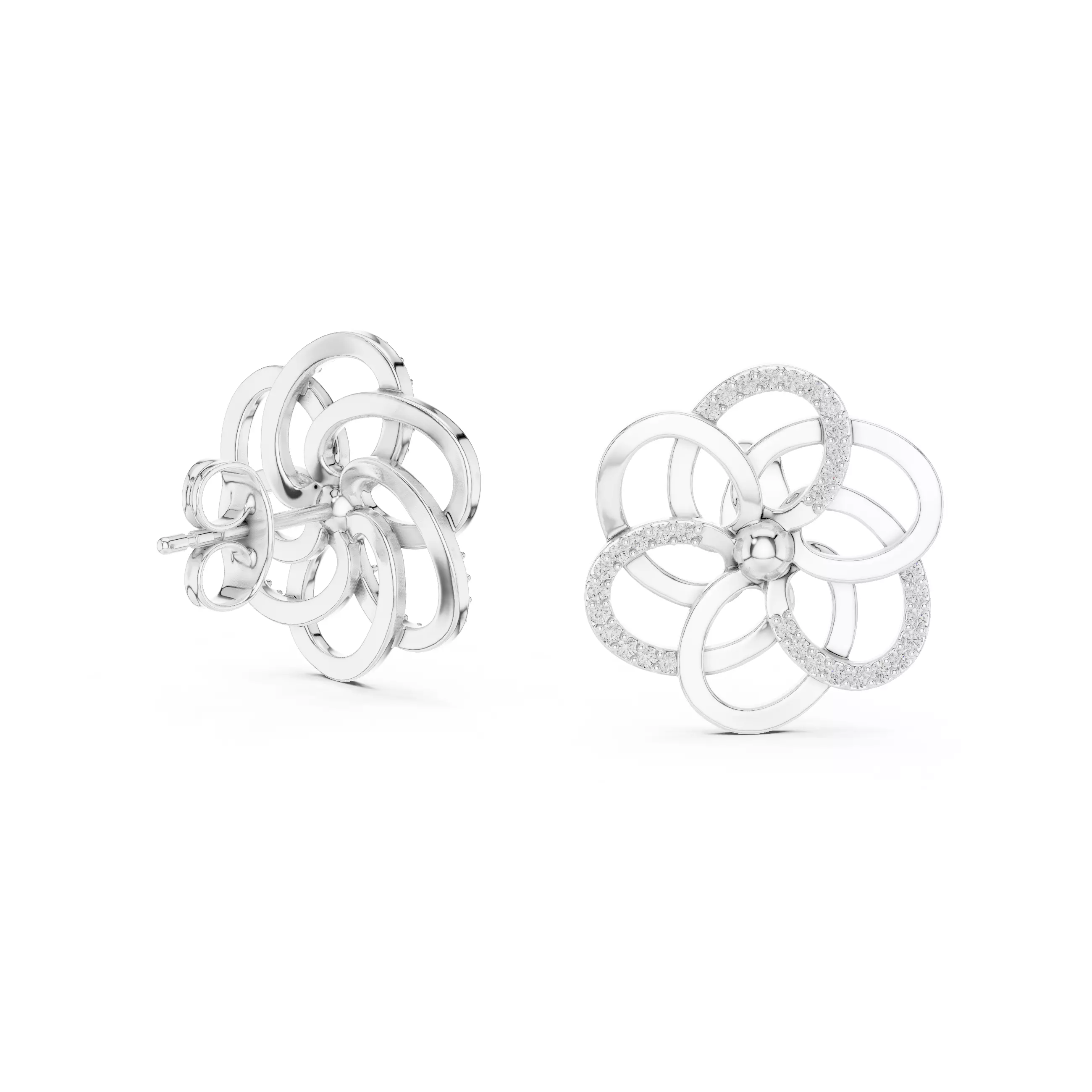 Flower Studs Earrings 3dm stl renders 360 Animation Videos  3D print model_14