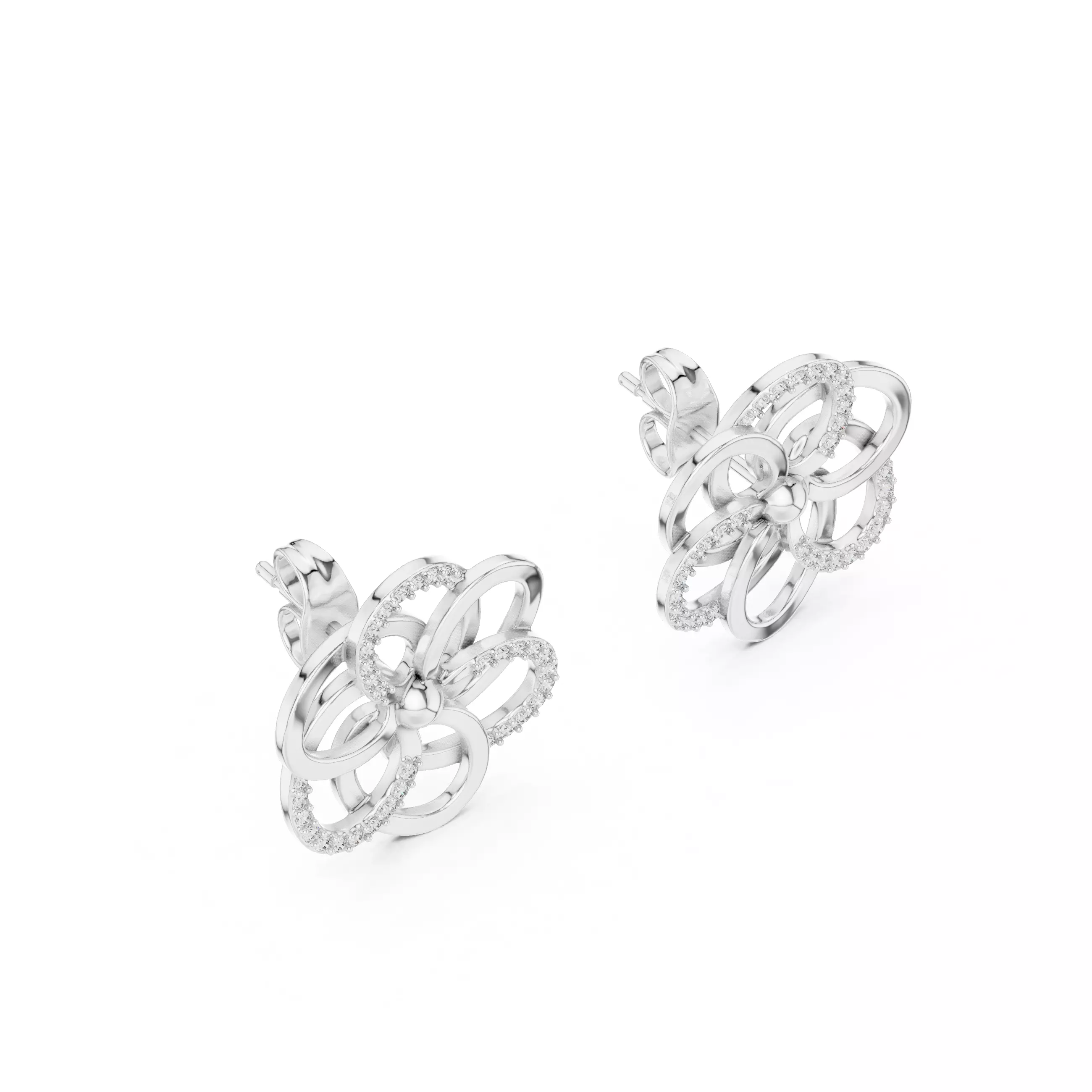 Flower Studs Earrings 3dm stl renders 360 Animation Videos  3D print model_5