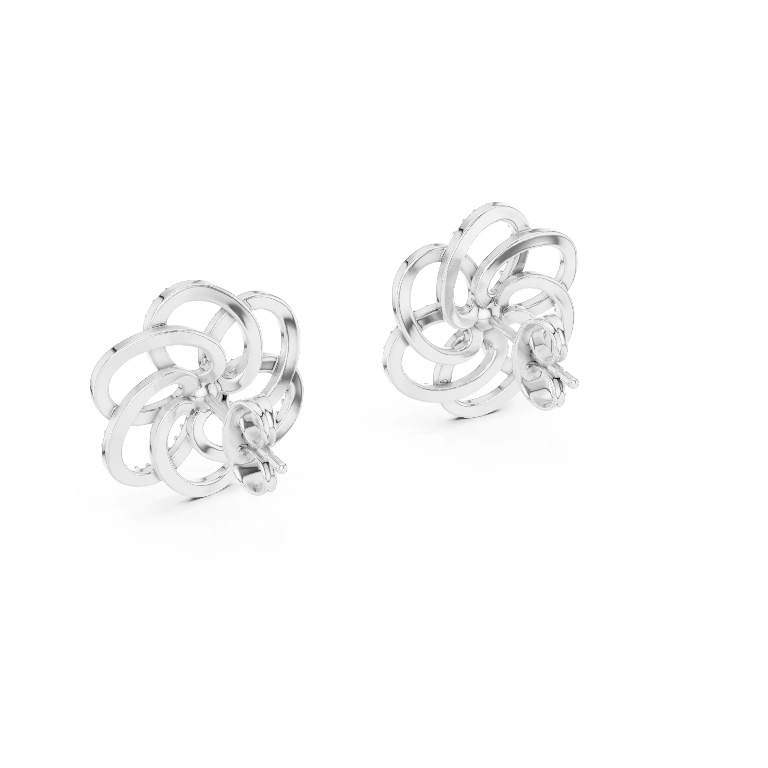 Flower Studs Earrings 3dm stl renders 360 Animation Videos  3D print model_6