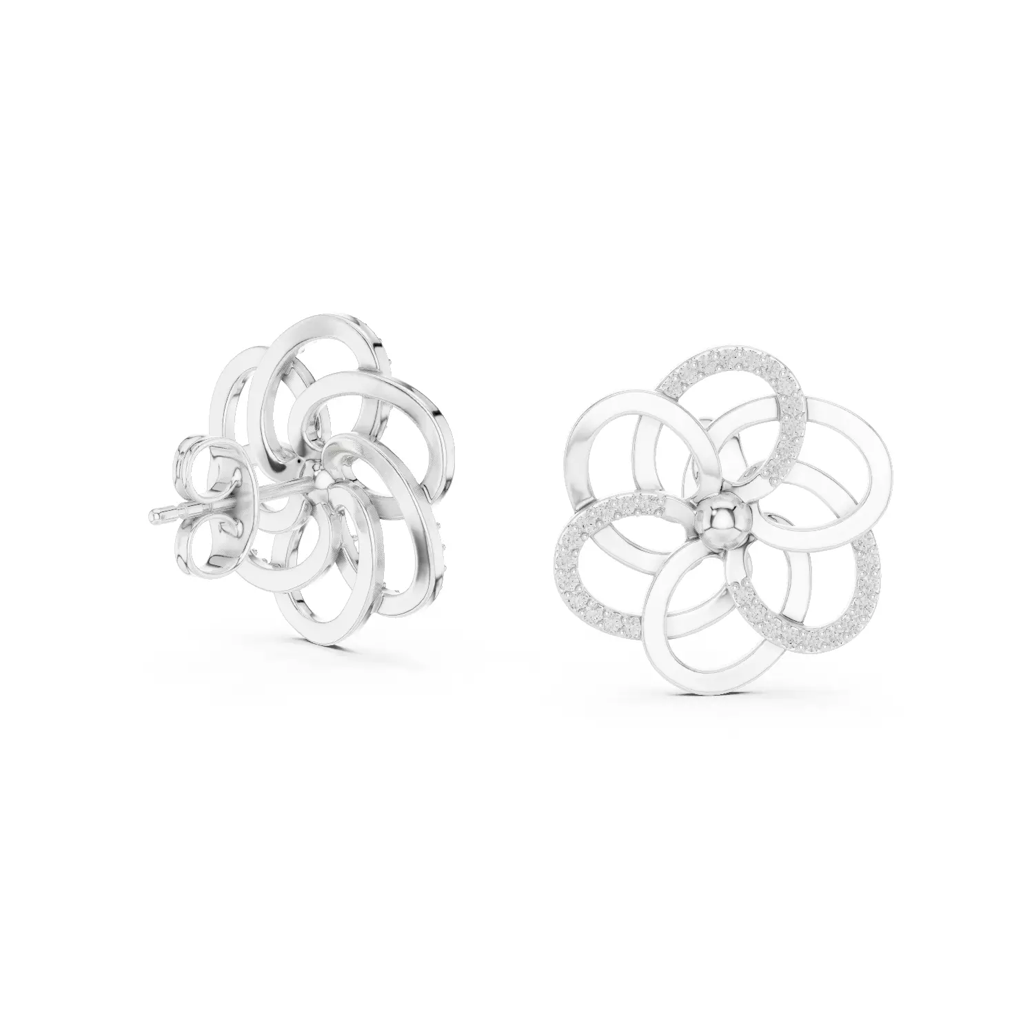 Flower Studs Earrings 3dm stl renders 360 Animation Videos  3D print model_13