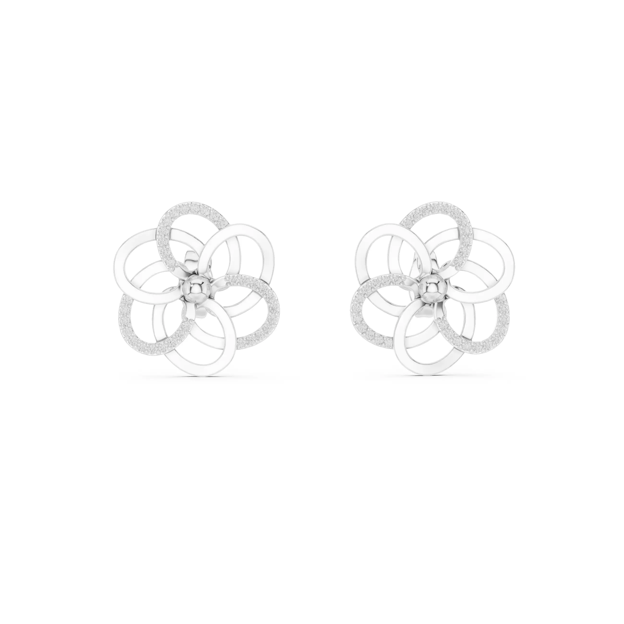 Flower Studs Earrings 3dm stl renders 360 Animation Videos  3D print model_7