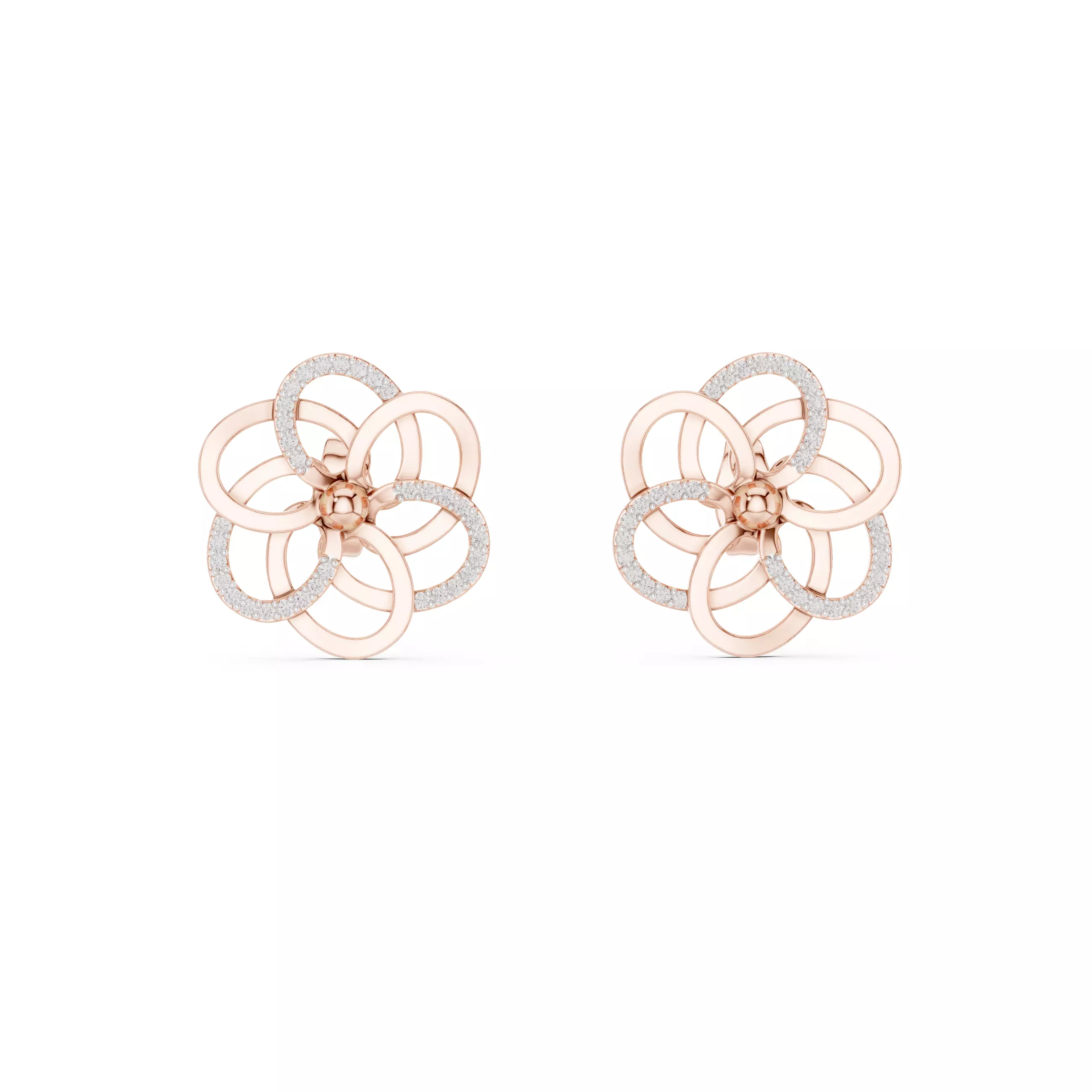 Flower Studs Earrings 3dm stl renders 360 Animation Videos  3D print model_0