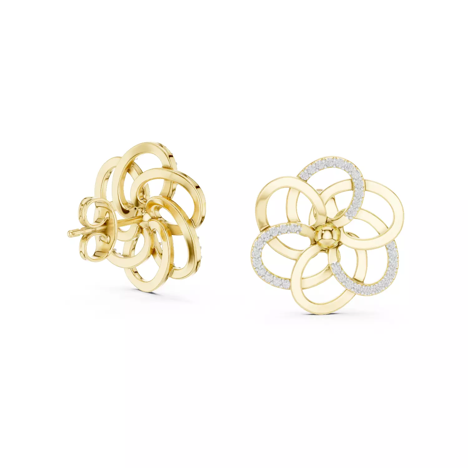 Flower Studs Earrings 3dm stl renders 360 Animation Videos  3D print model_15