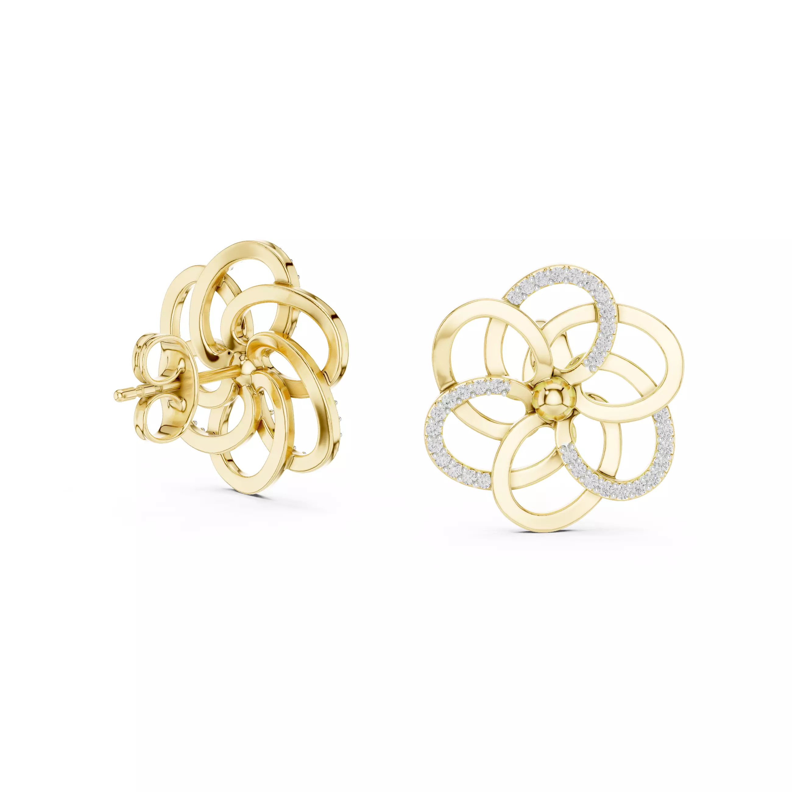 Flower Studs Earrings 3dm stl renders 360 Animation Videos  3D print model_16