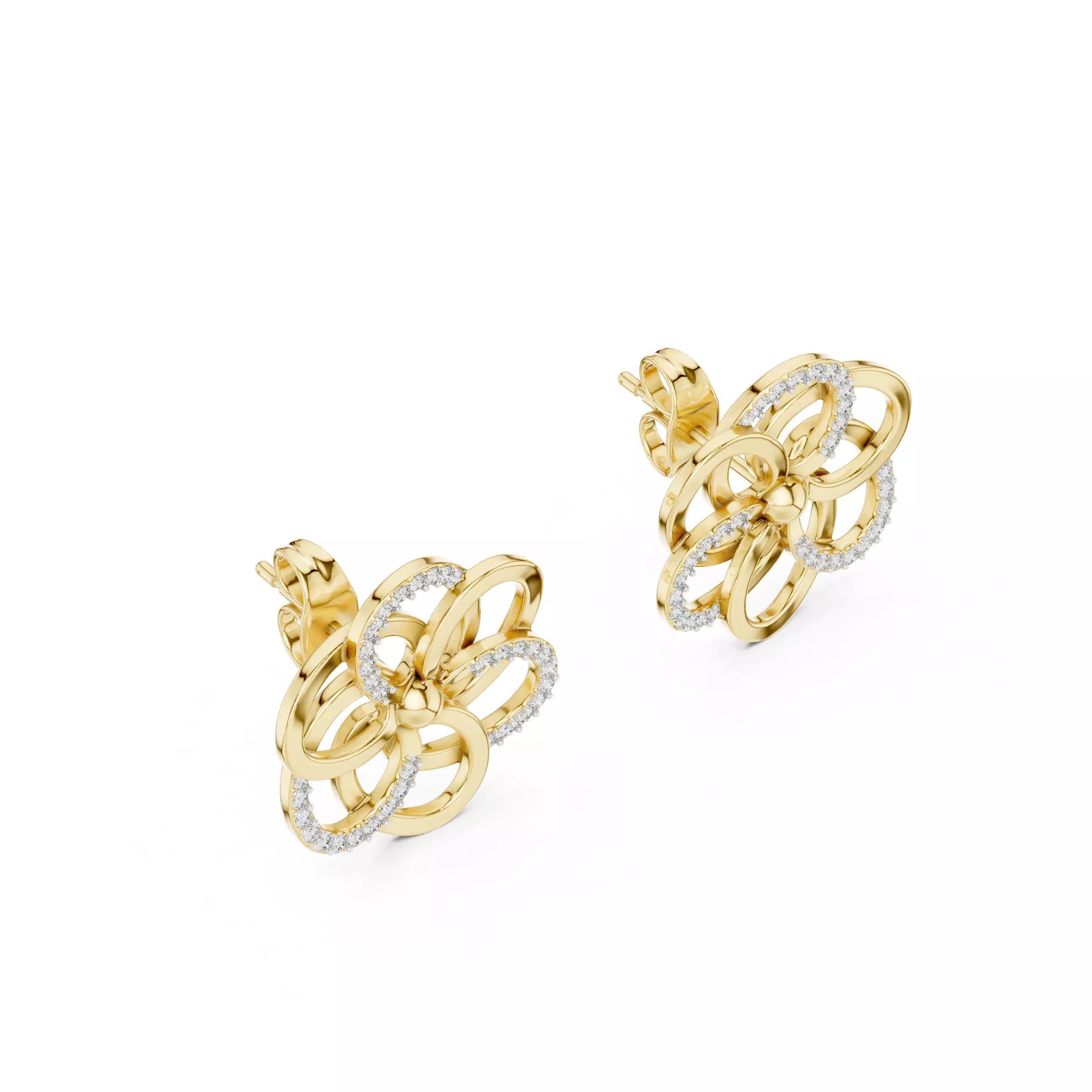 Flower Studs Earrings 3dm stl renders 360 Animation Videos  3D print model_8