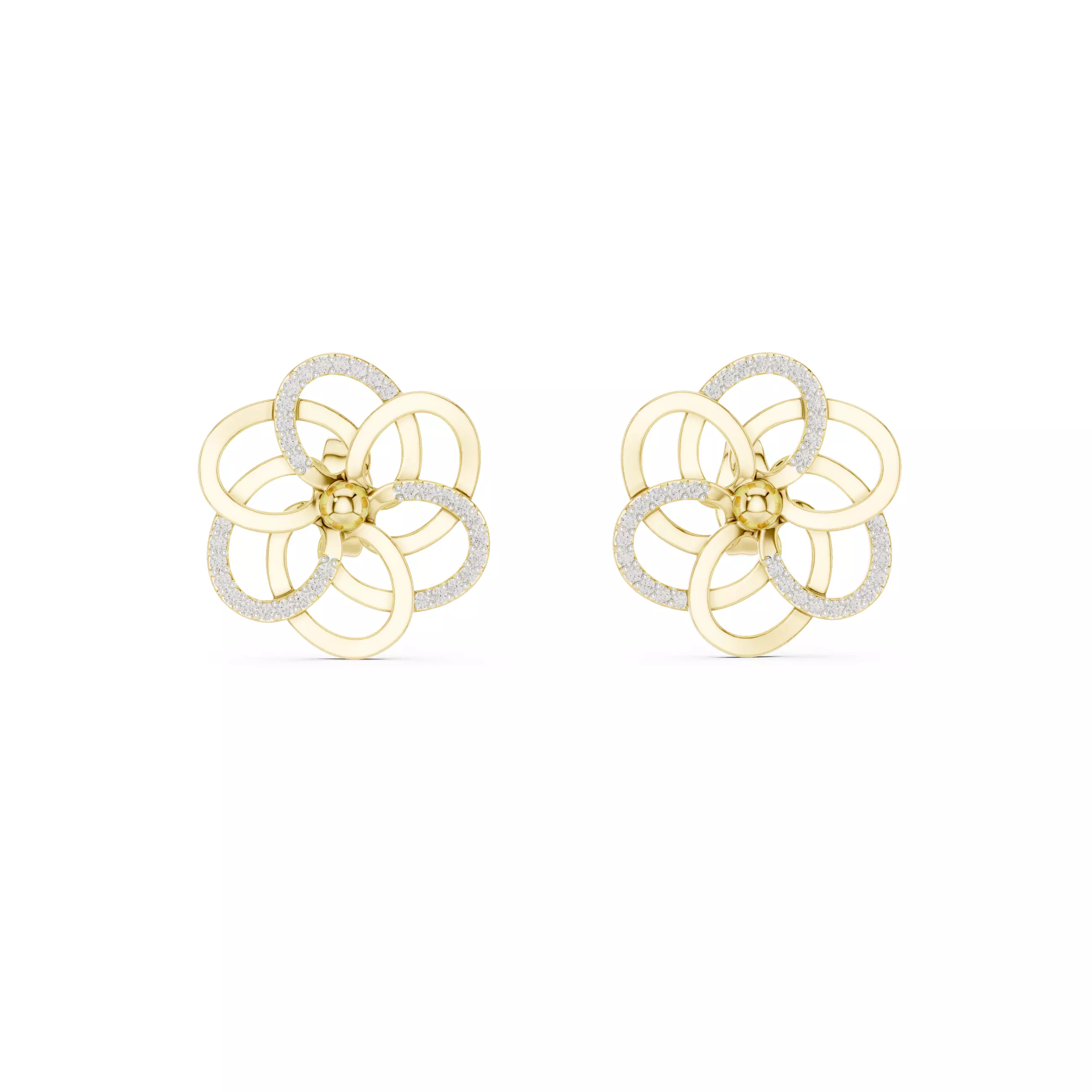 Flower Studs Earrings 3dm stl renders 360 Animation Videos  3D print model_10