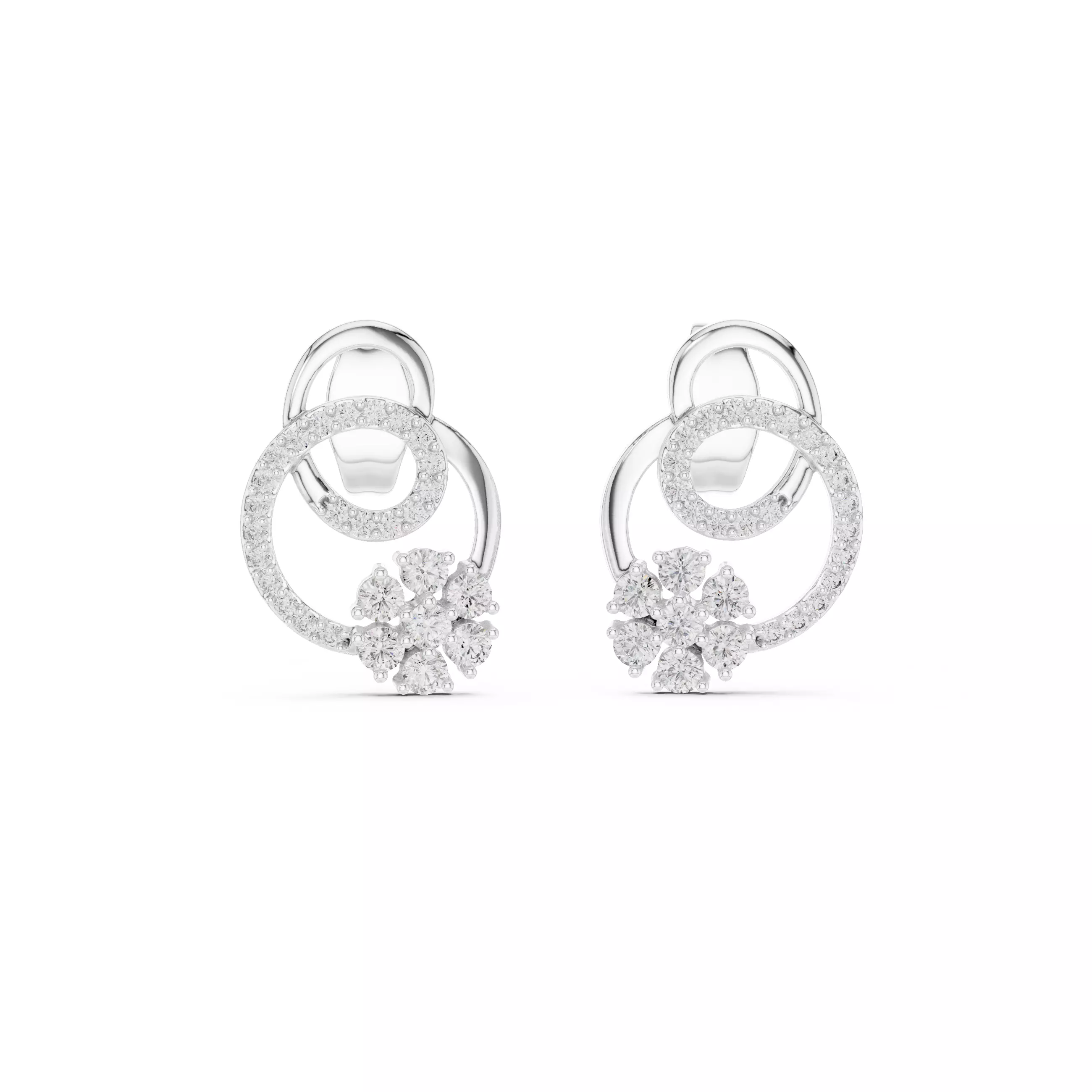 Flower Studs Earrings 3dm stl renders 360 Animation Videos 3D print model_8