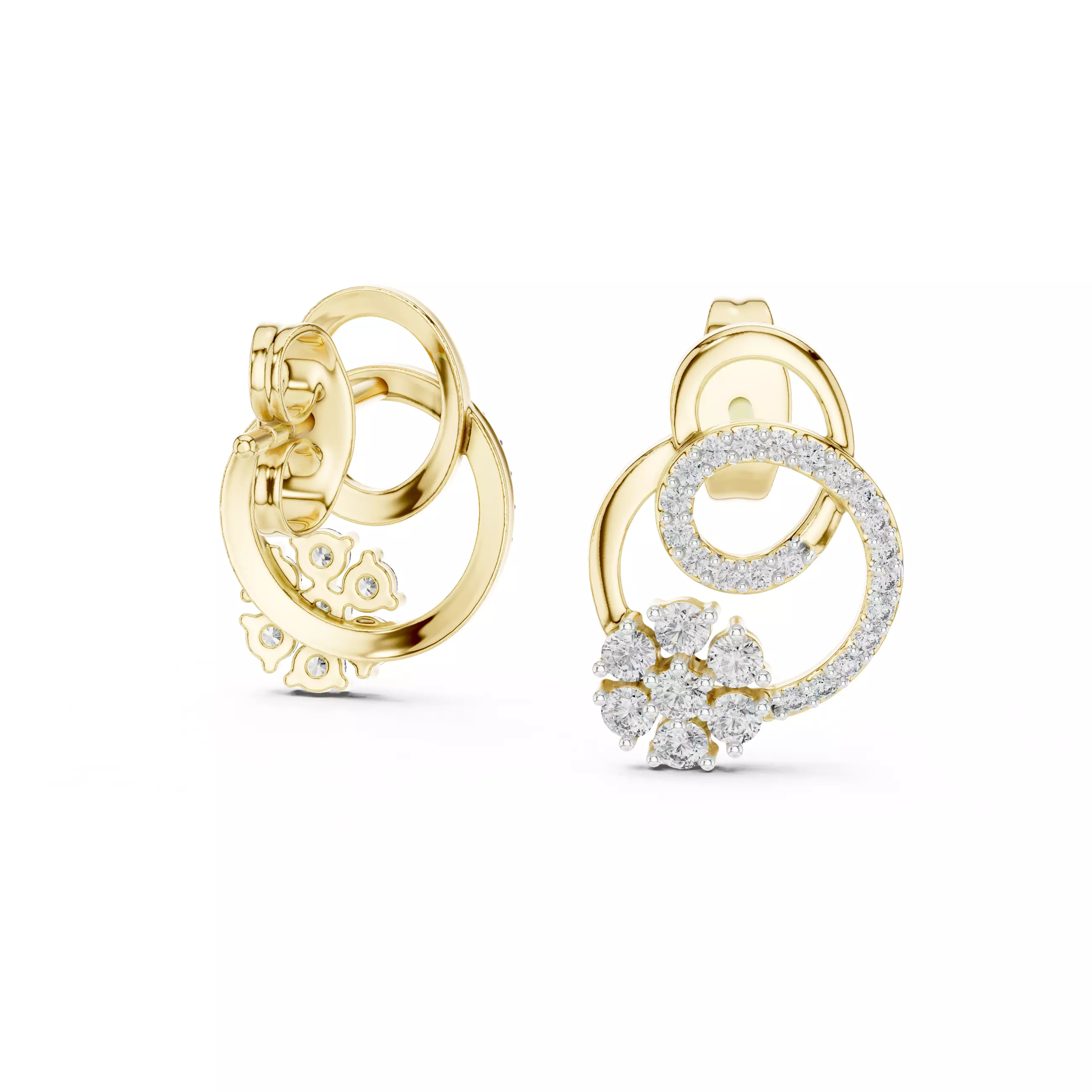 Flower Studs Earrings 3dm stl renders 360 Animation Videos 3D print model_17