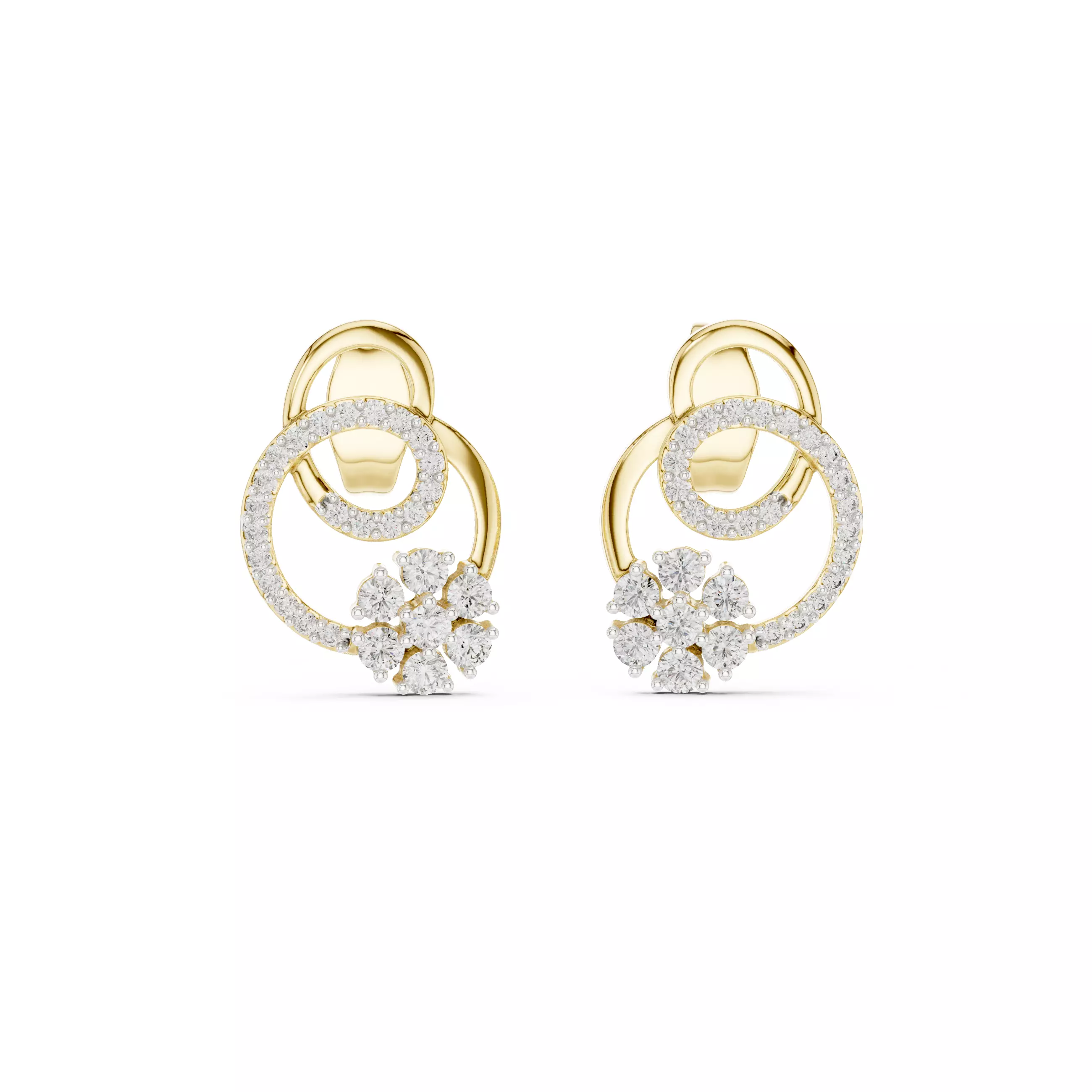 Flower Studs Earrings 3dm stl renders 360 Animation Videos 3D print model_11