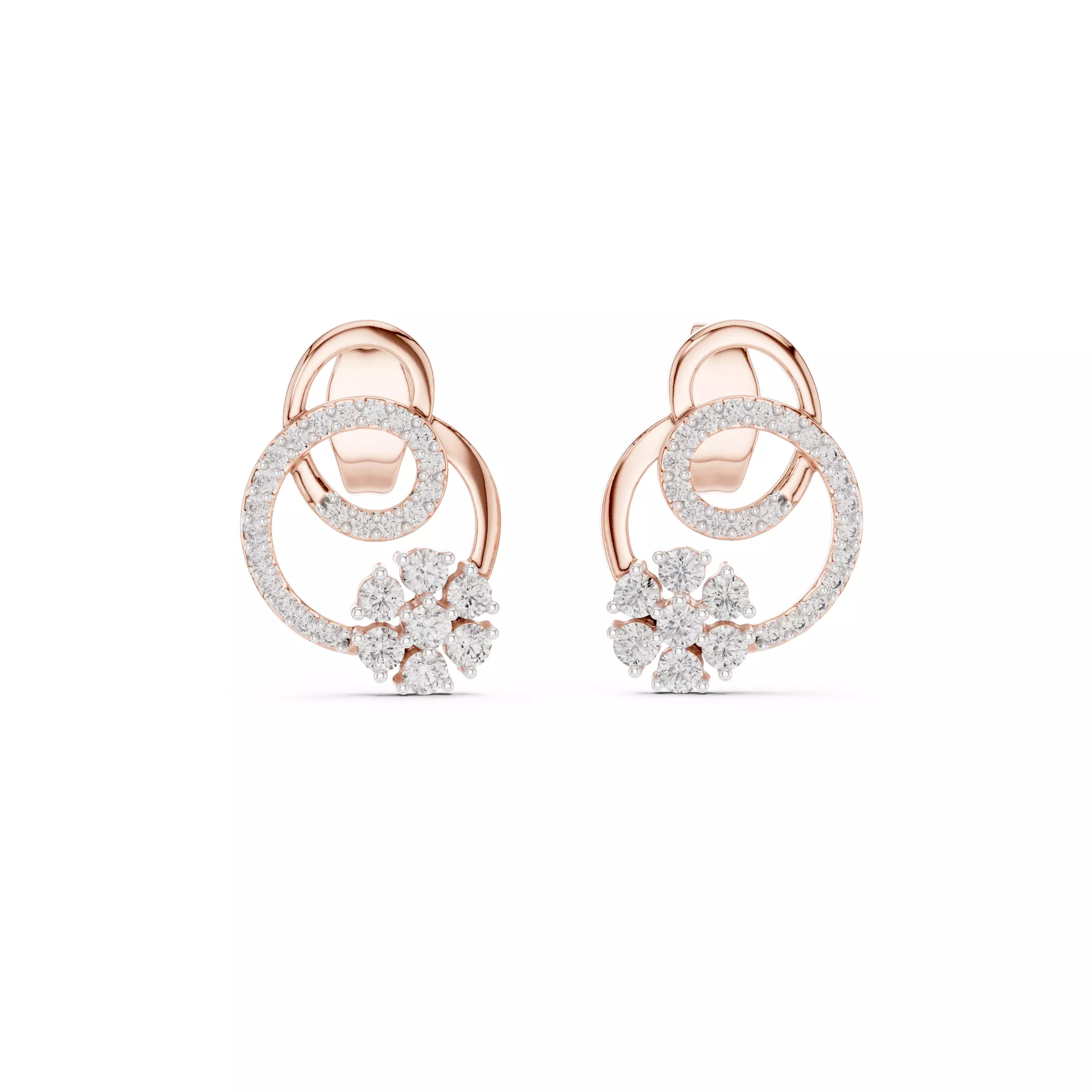 Flower Studs Earrings 3dm stl renders 360 Animation Videos 3D print model_0