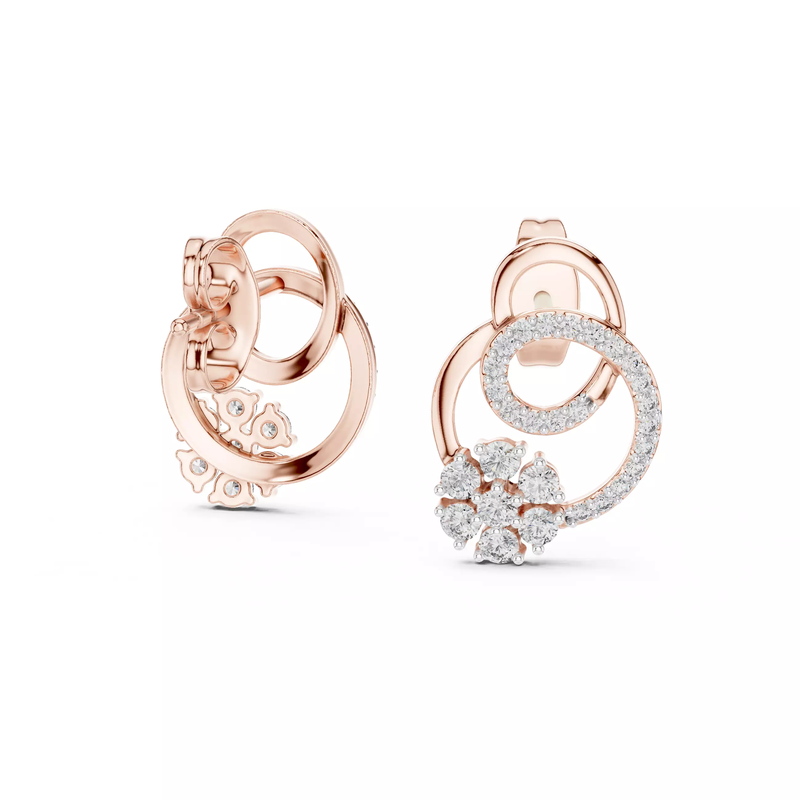 Flower Studs Earrings 3dm stl renders 360 Animation Videos 3D print model_13