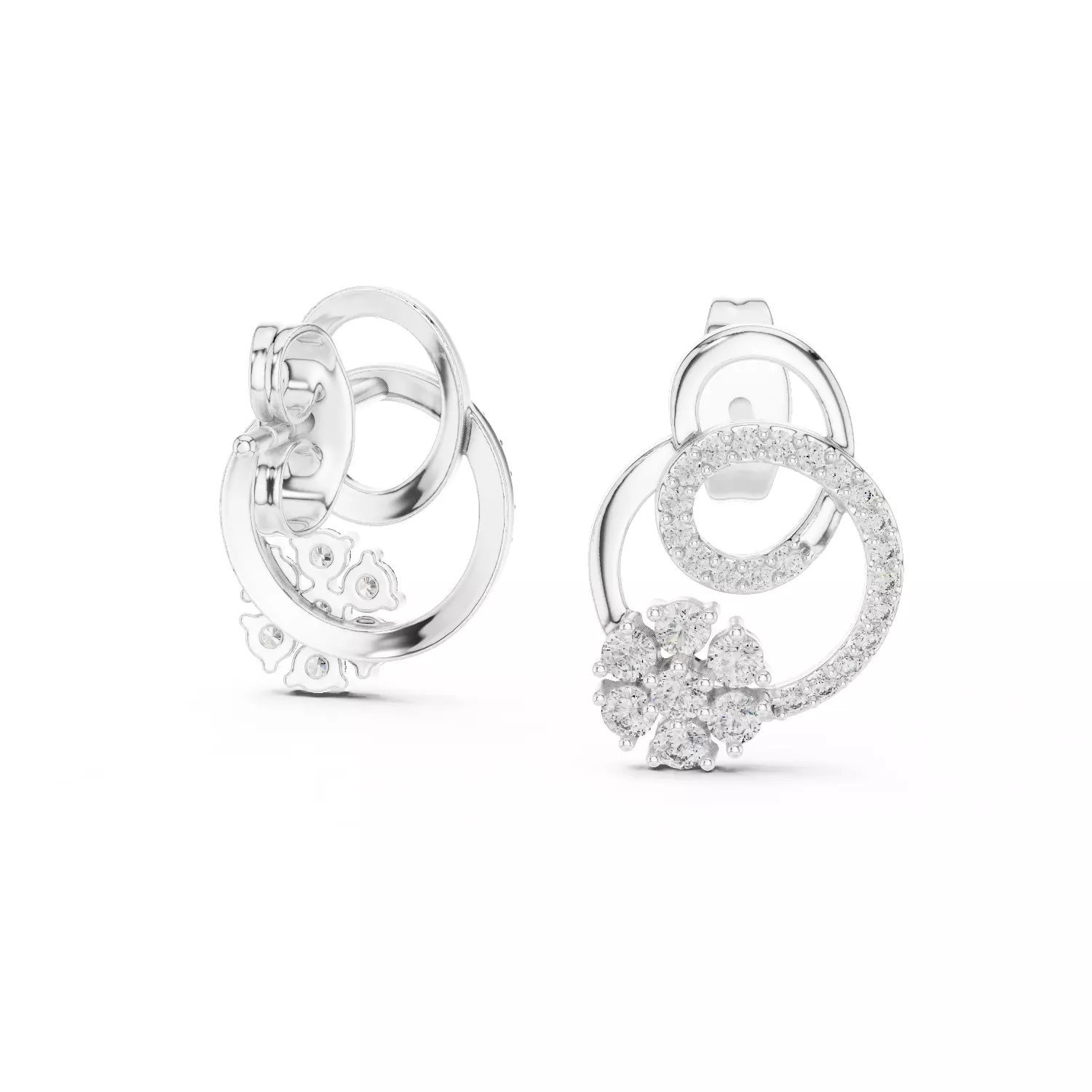 Flower Studs Earrings 3dm stl renders 360 Animation Videos 3D print model_14