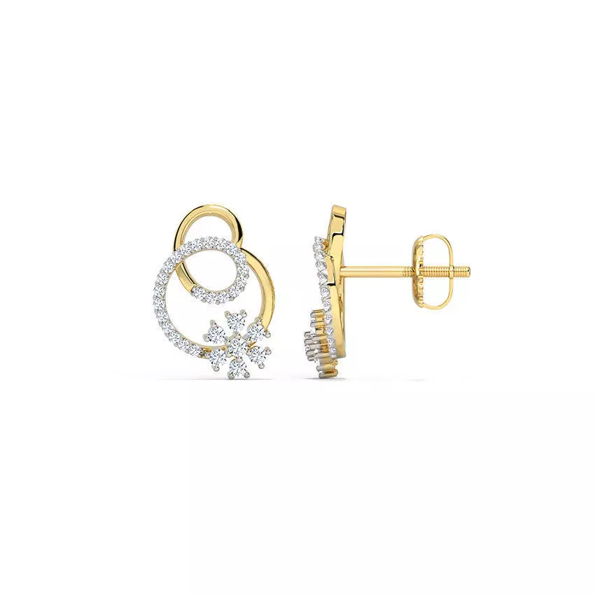 Flower Studs Earrings 3dm stl renders 360 Animation Videos 3D print model_1