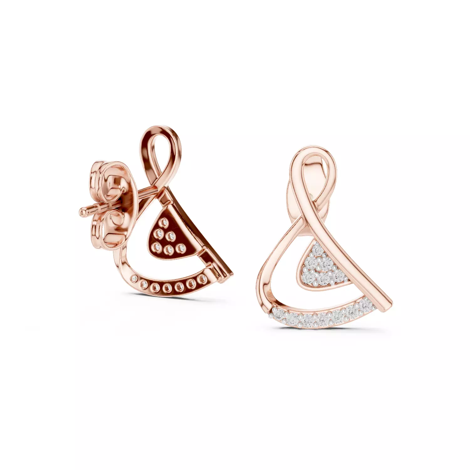 Music Note Diamond Studs Earrings 3dm stl renders 360 Animation 3D print model_12