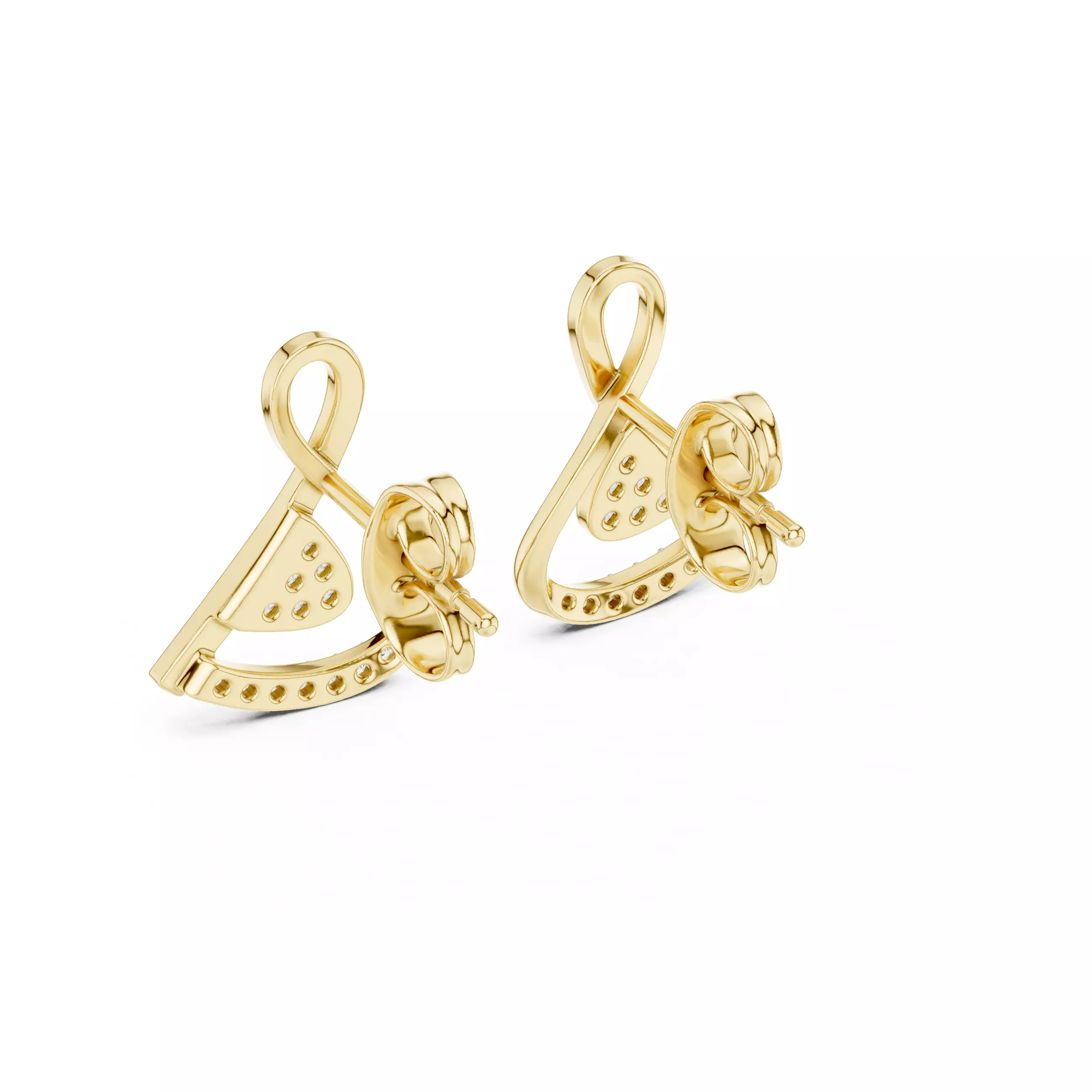 Music Note Diamond Studs Earrings 3dm stl renders 360 Animation 3D print model_10