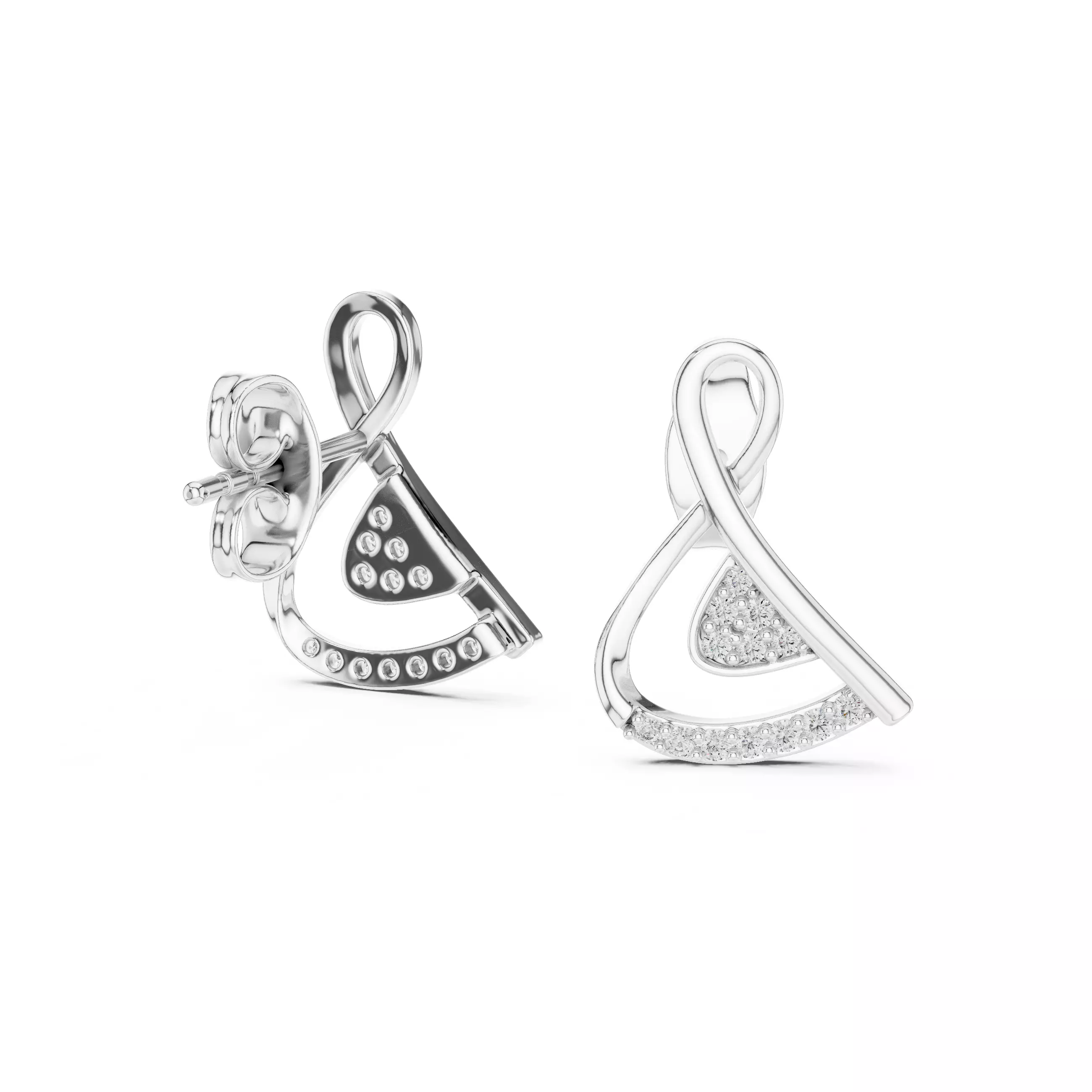 Music Note Diamond Studs Earrings 3dm stl renders 360 Animation 3D print model_15