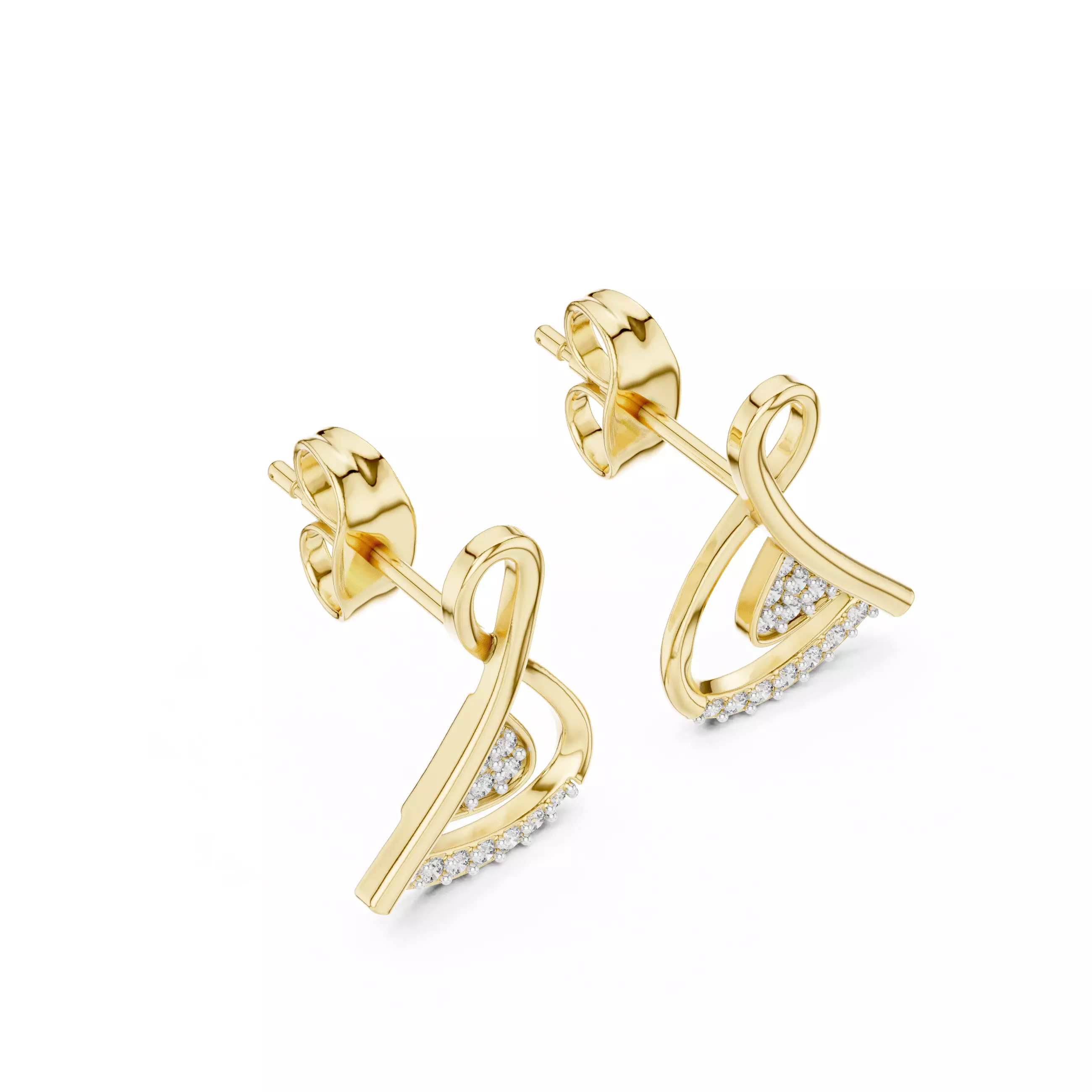 Music Note Diamond Studs Earrings 3dm stl renders 360 Animation 3D print model_9