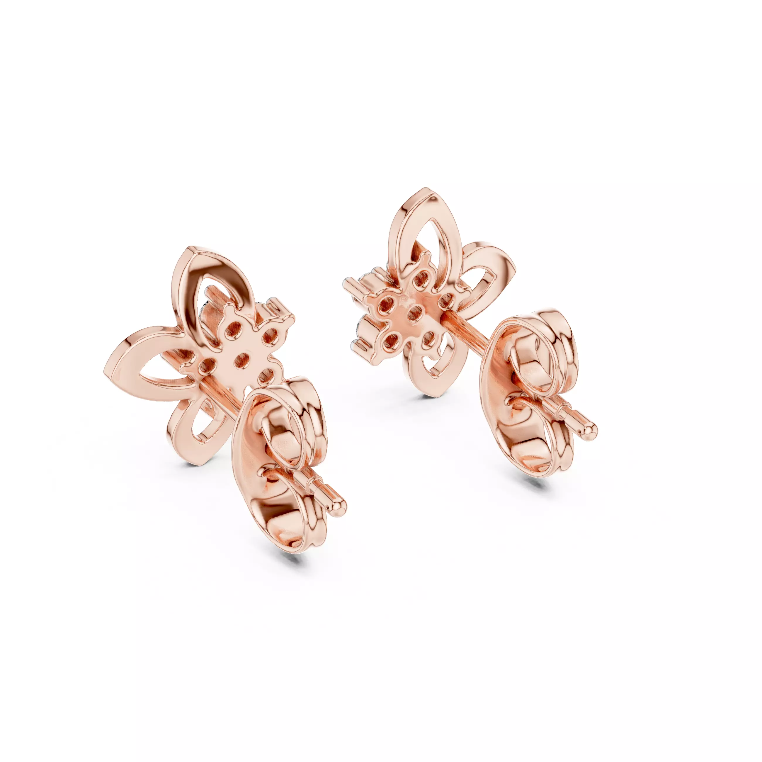 Flower Diamond Studs Earrings 3dm stl renders 360 Animation 3D print model_5