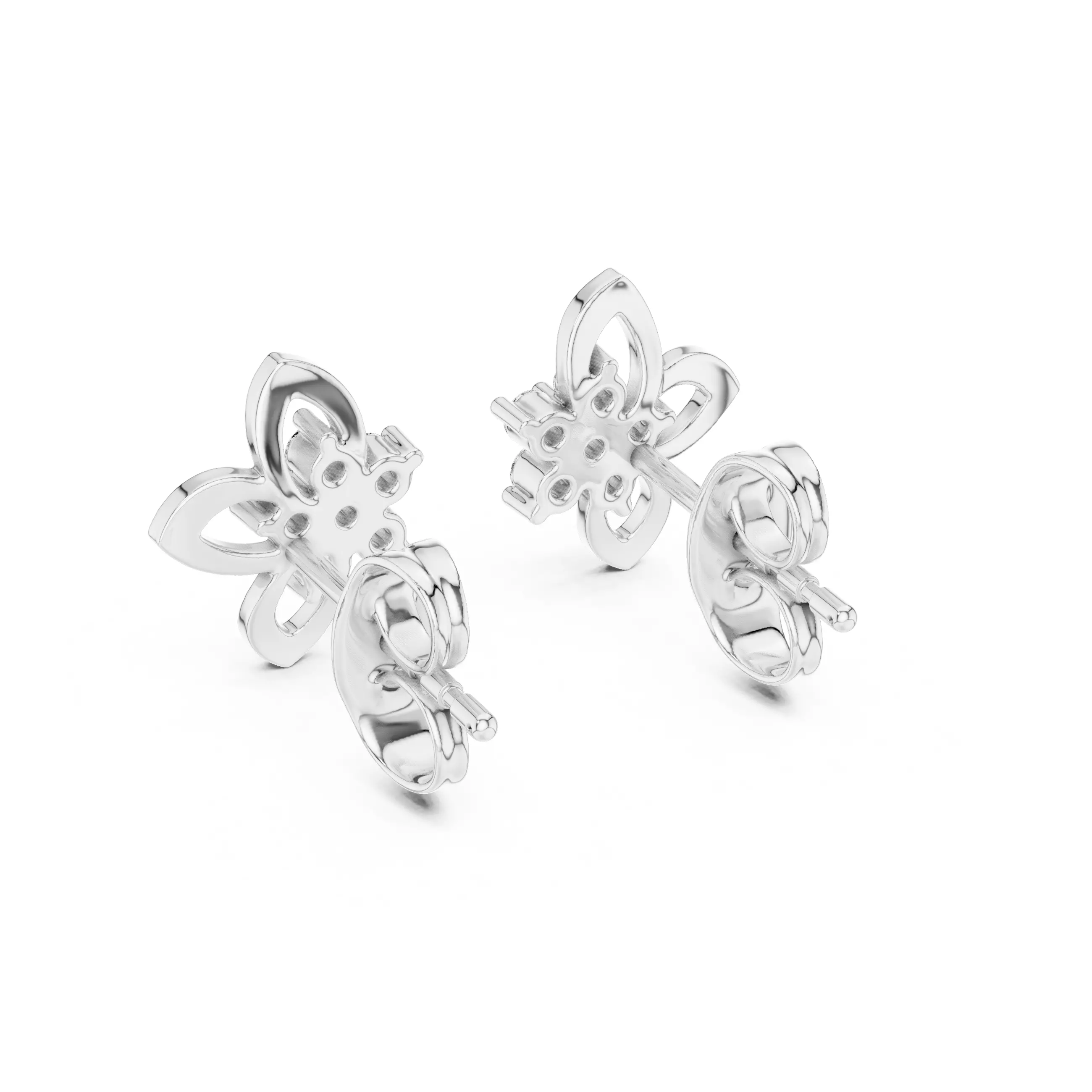 Flower Diamond Studs Earrings 3dm stl renders 360 Animation 3D print model_7