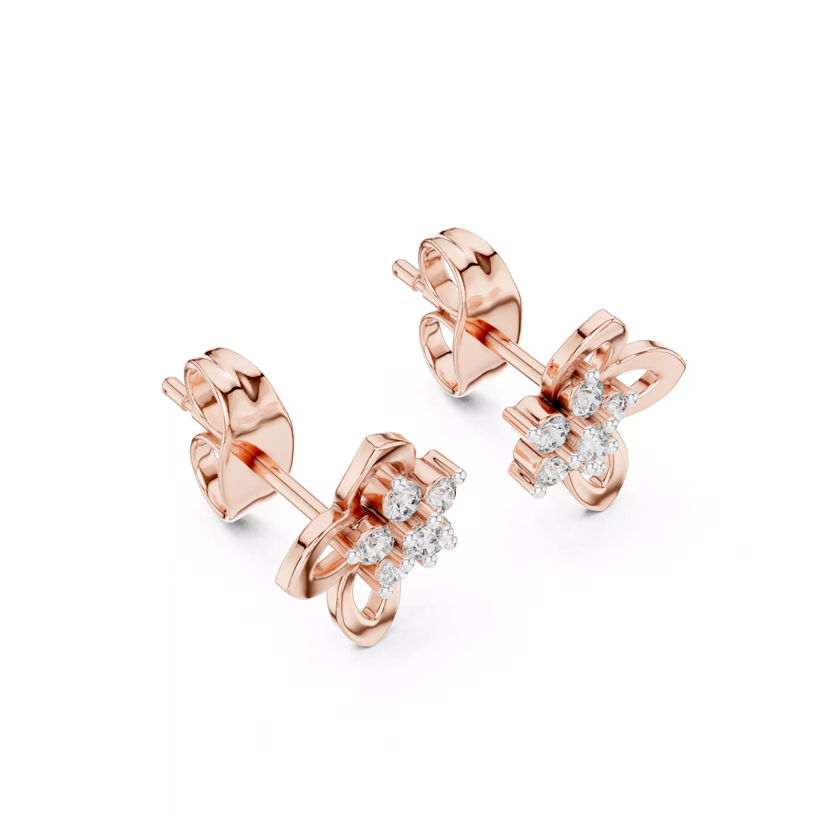 Flower Diamond Studs Earrings 3dm stl renders 360 Animation 3D print model_4