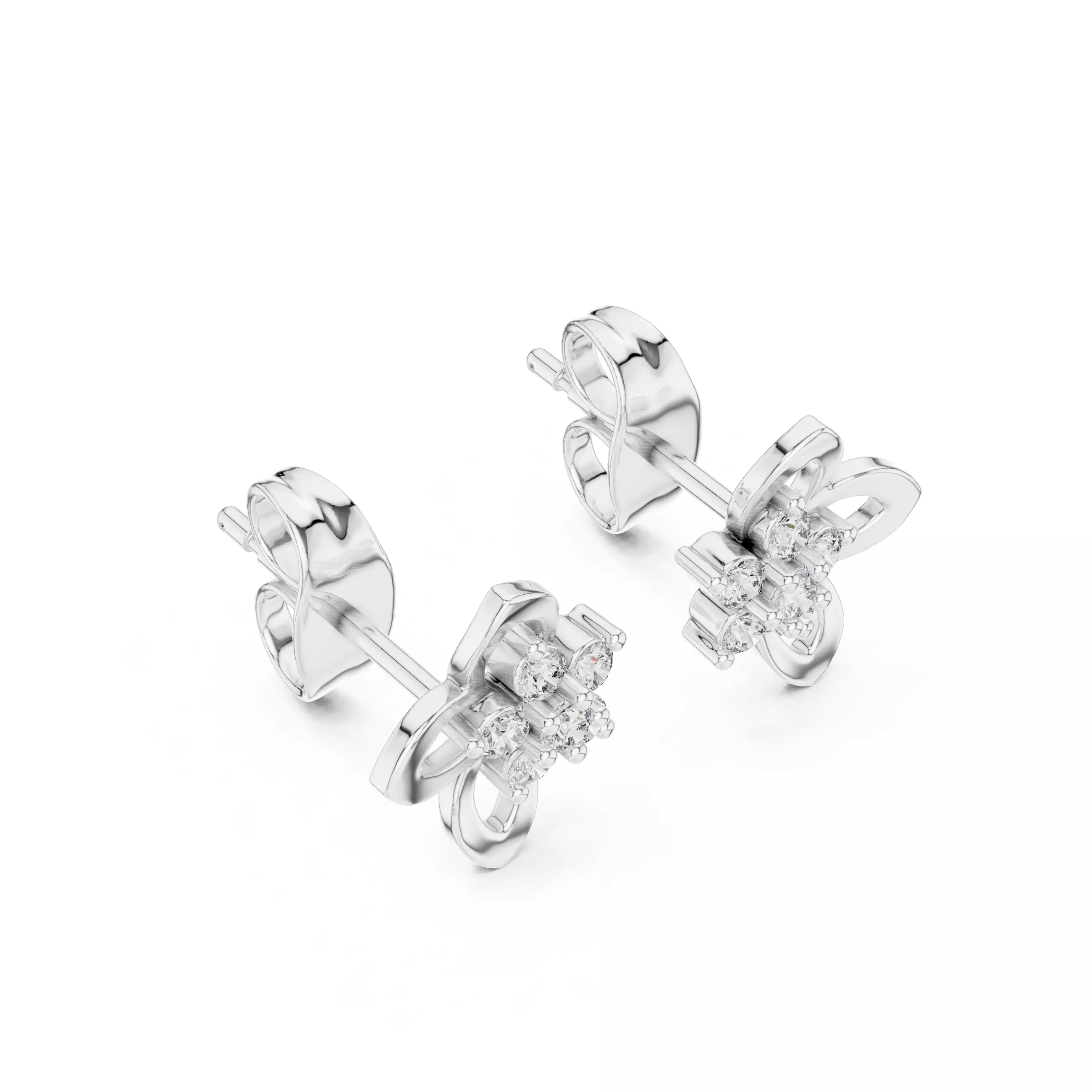 Flower Diamond Studs Earrings 3dm stl renders 360 Animation 3D print model_6
