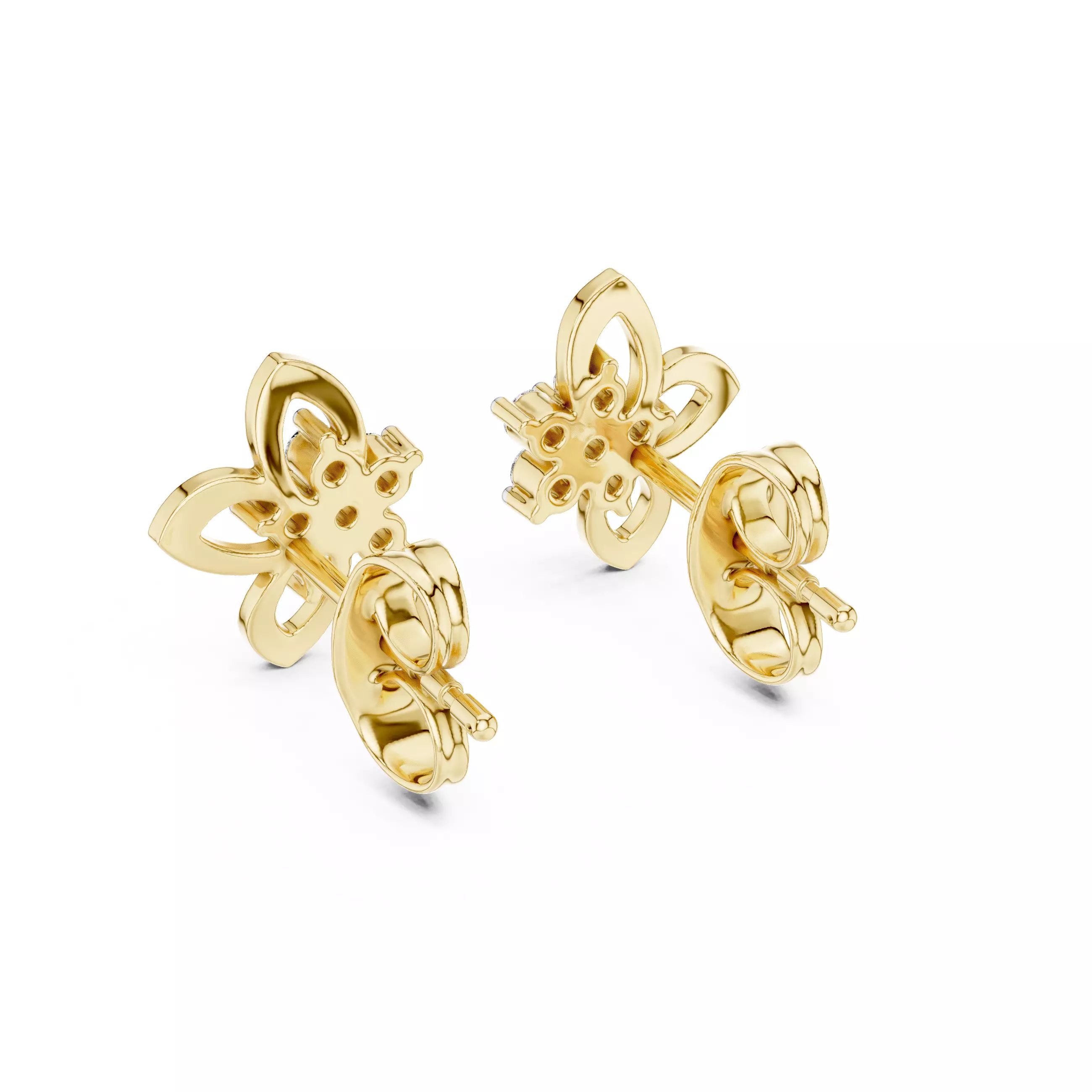 Flower Diamond Studs Earrings 3dm stl renders 360 Animation 3D print model_10