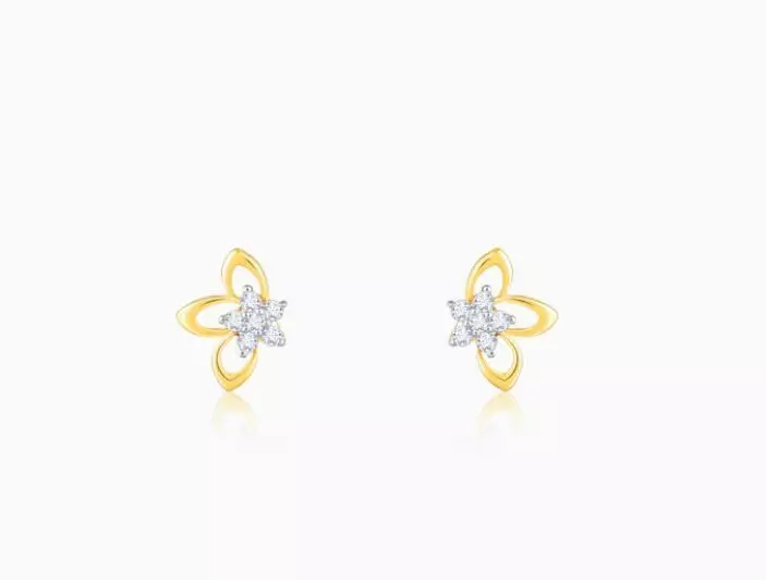 Flower Diamond Studs Earrings 3dm stl renders 360 Animation 3D print model_1