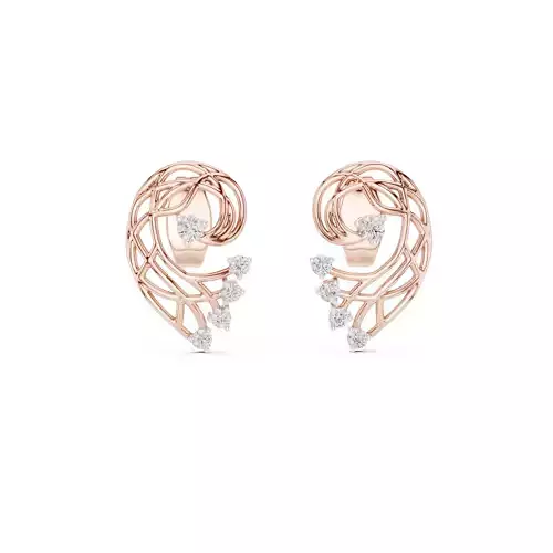 Vines Diamond Studs Earrings 3dm stl renders 360 Animation 