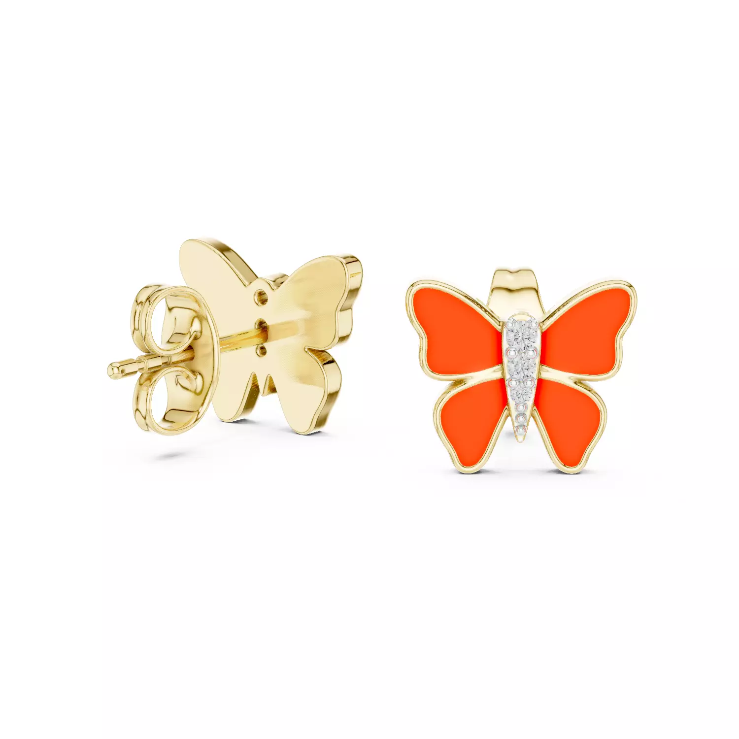 Butterfly Studs Earrings 3dm stl renders 360 Animation Videos  3D print model_17