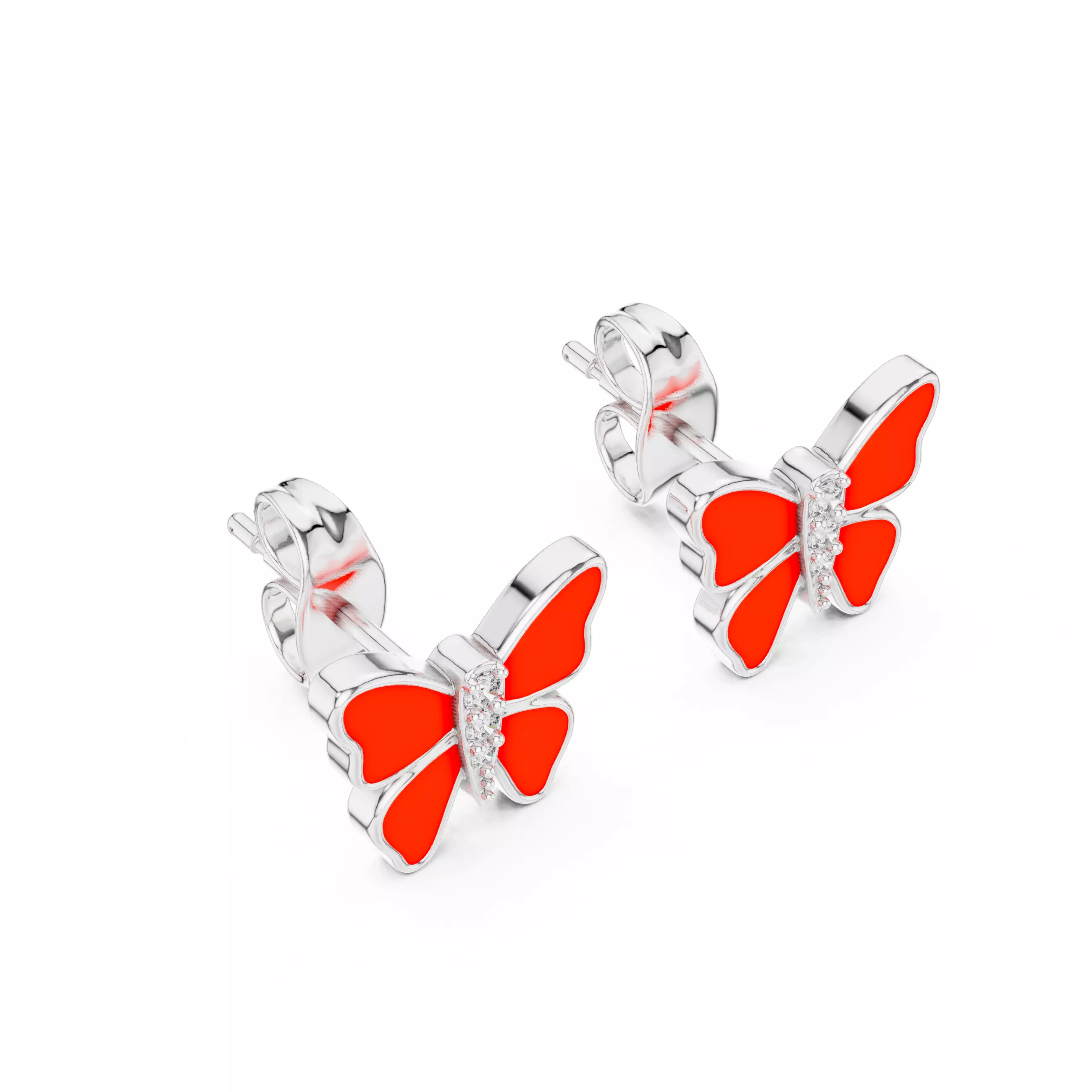 Butterfly Studs Earrings 3dm stl renders 360 Animation Videos  3D print model_7