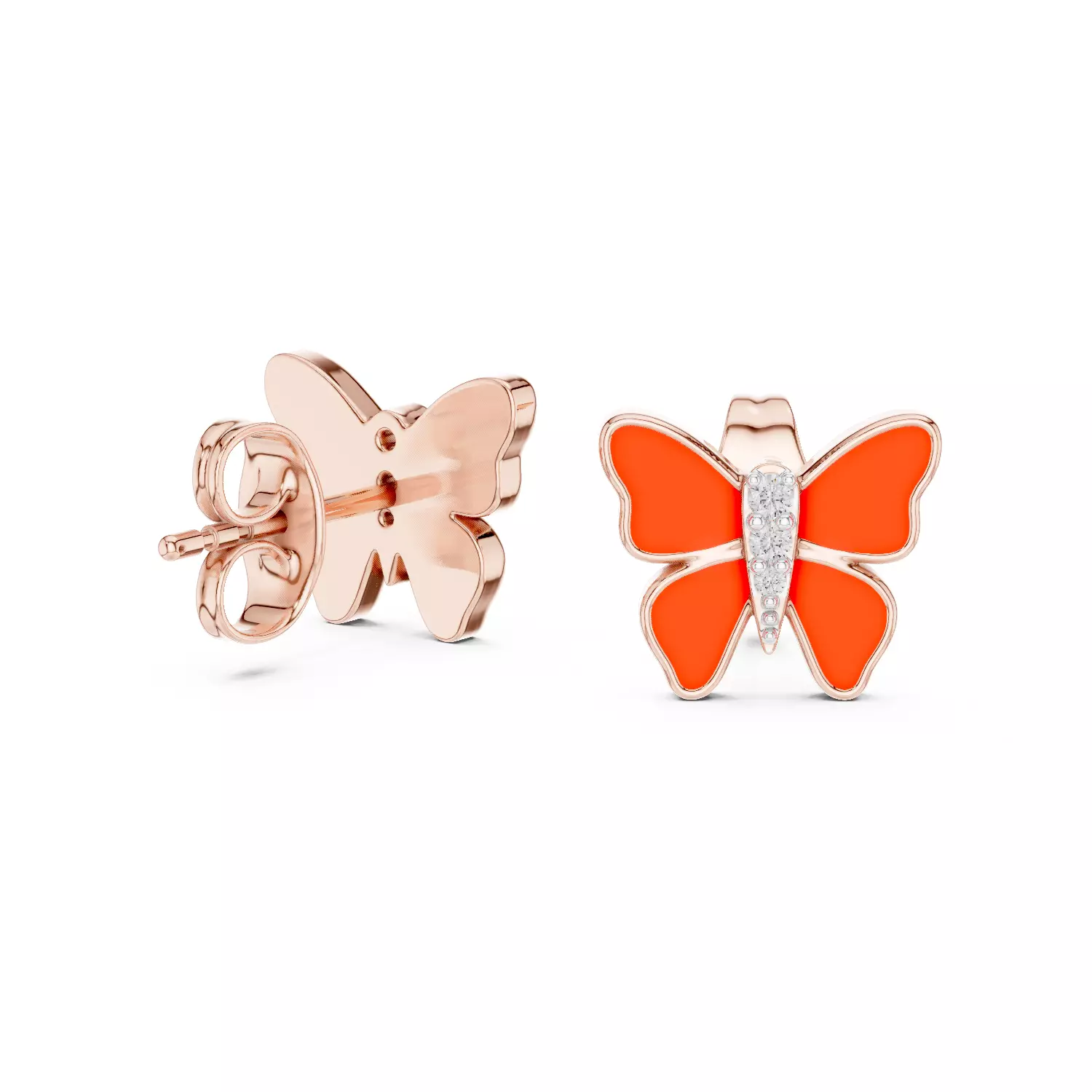 Butterfly Studs Earrings 3dm stl renders 360 Animation Videos  3D print model_13