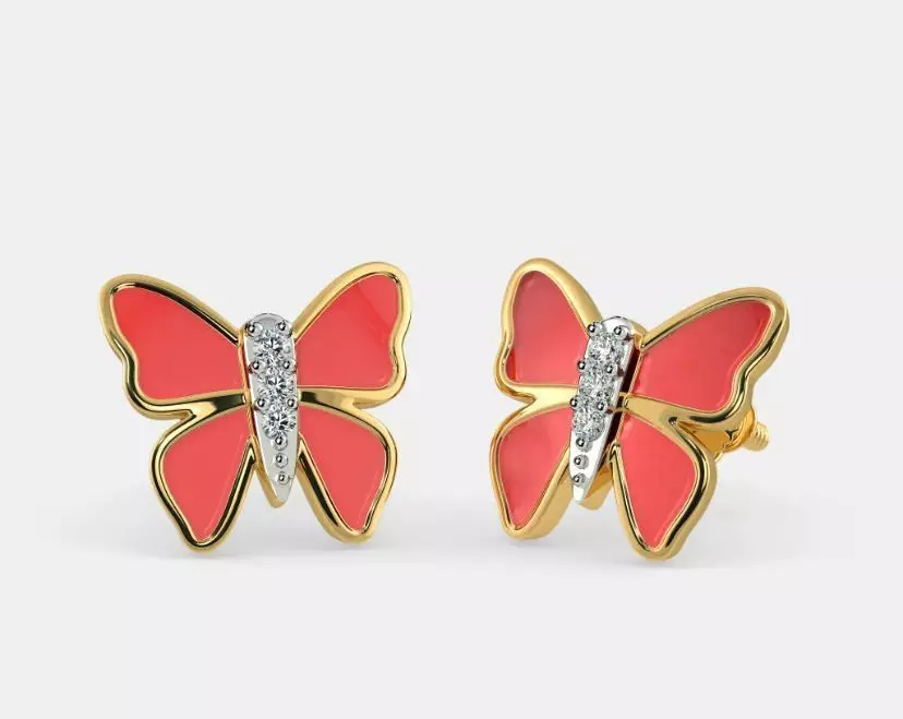 Butterfly Studs Earrings 3dm stl renders 360 Animation Videos  3D print model_6