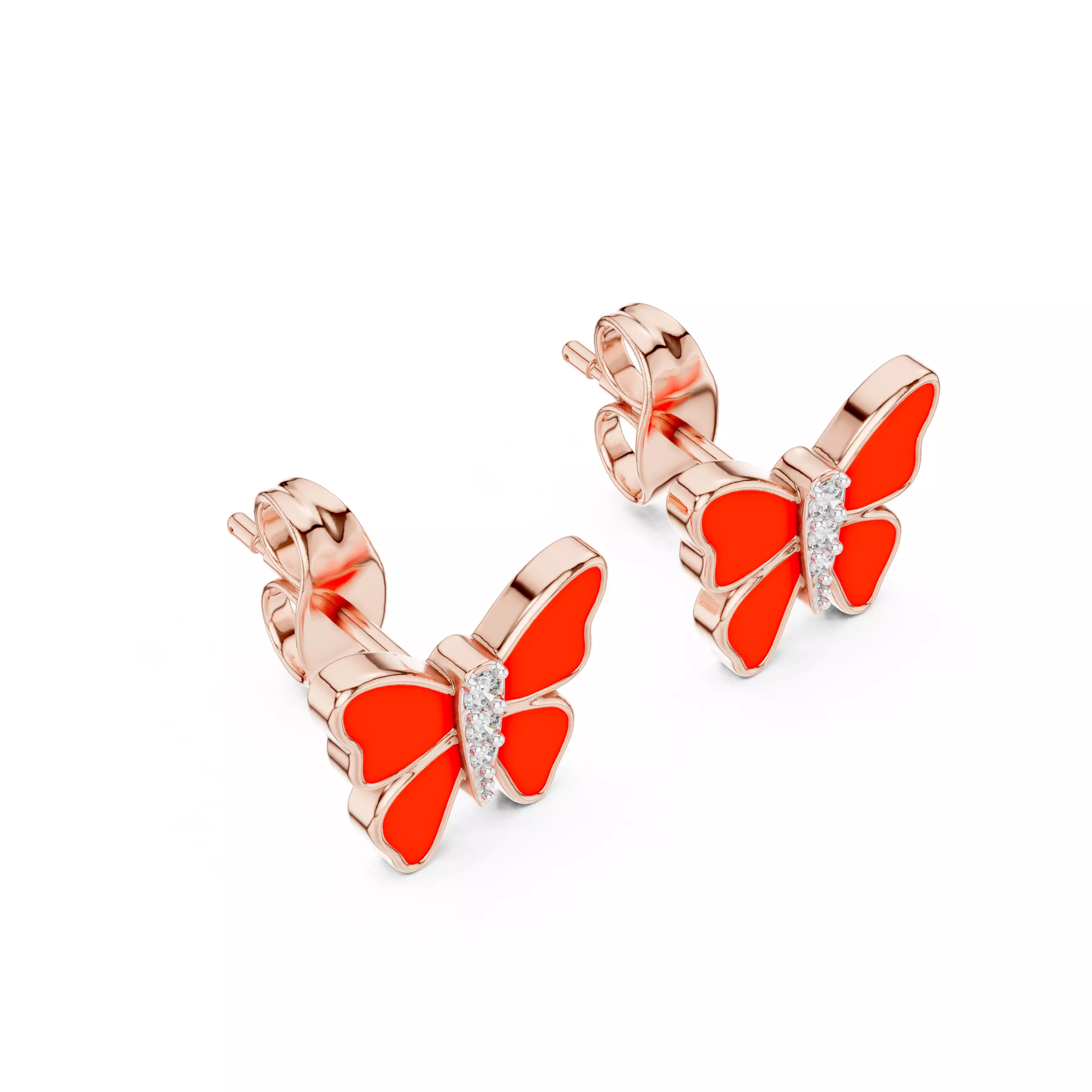 Butterfly Studs Earrings 3dm stl renders 360 Animation Videos  3D print model_4