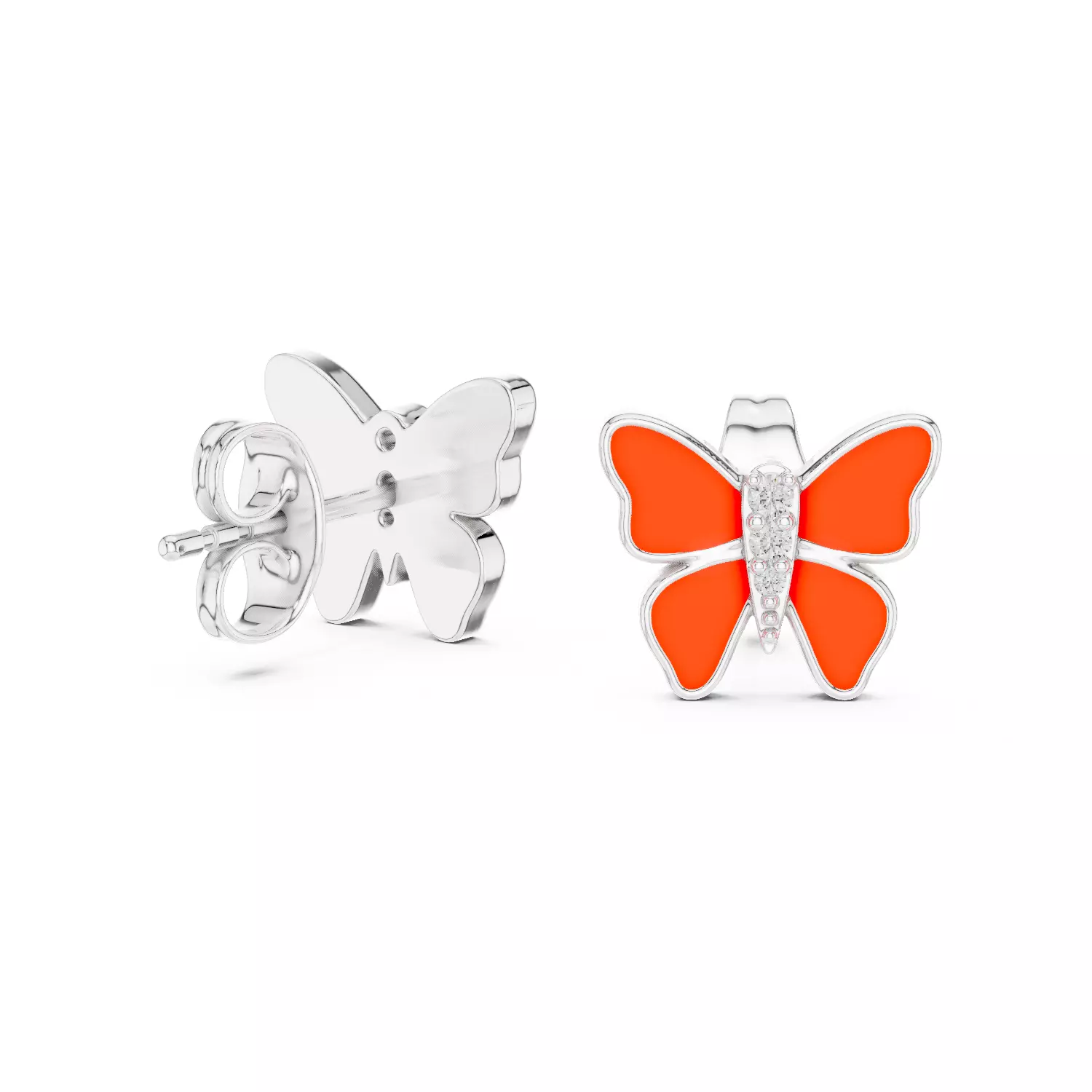 Butterfly Studs Earrings 3dm stl renders 360 Animation Videos  3D print model_15