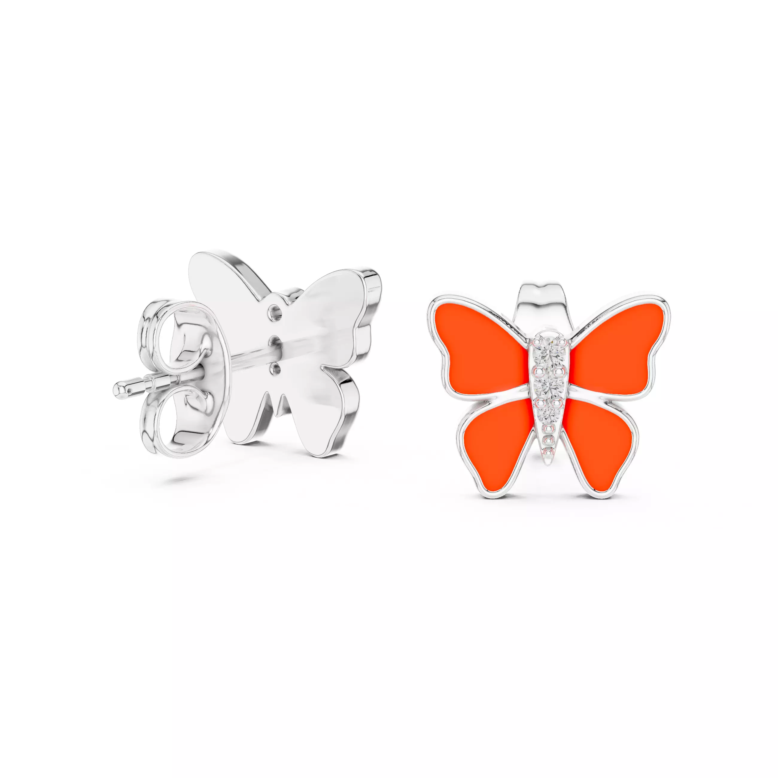 Butterfly Studs Earrings 3dm stl renders 360 Animation Videos  3D print model_16