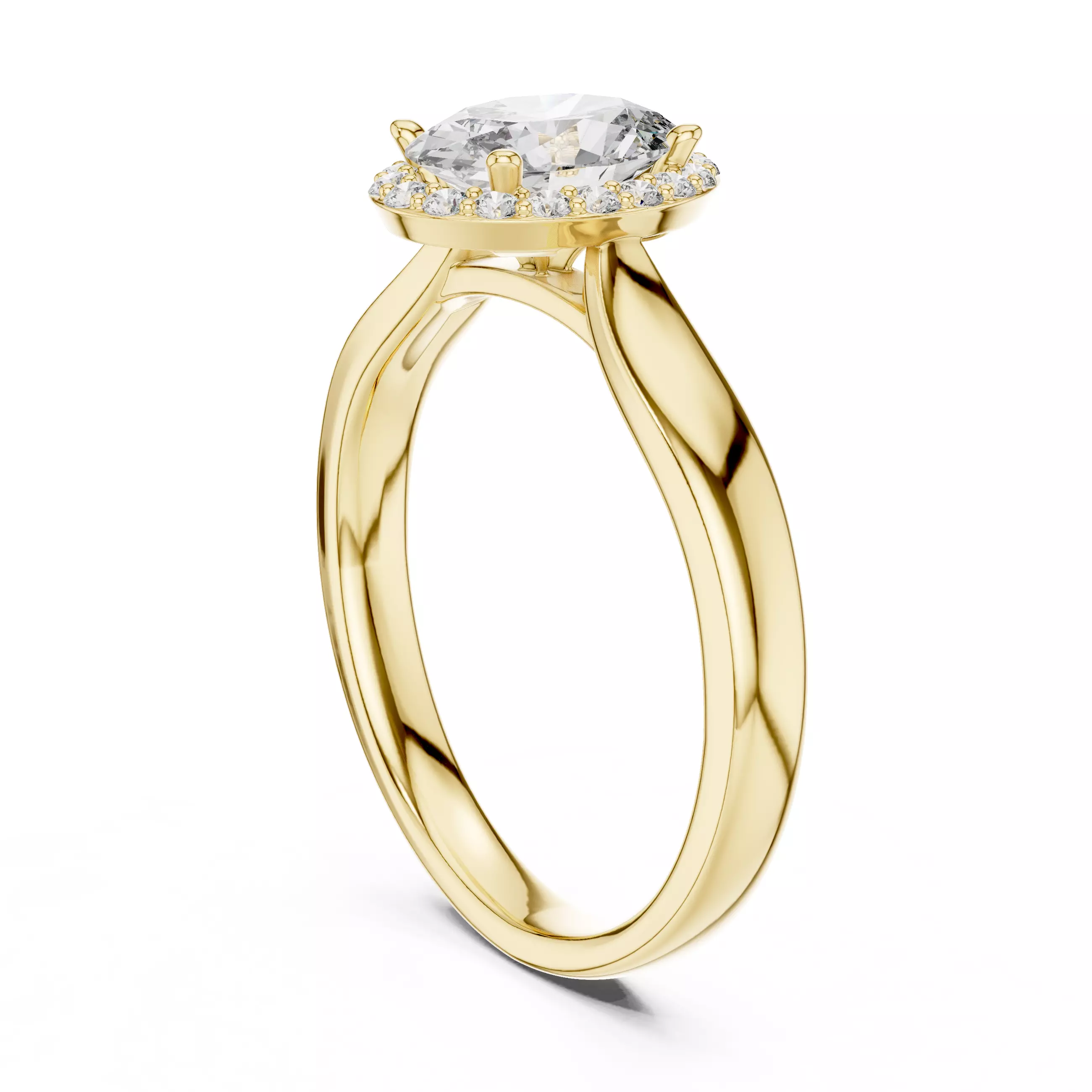 Oval Halo Solitaire Ring 3dm stl renders 360 animation videos 3D print model_10