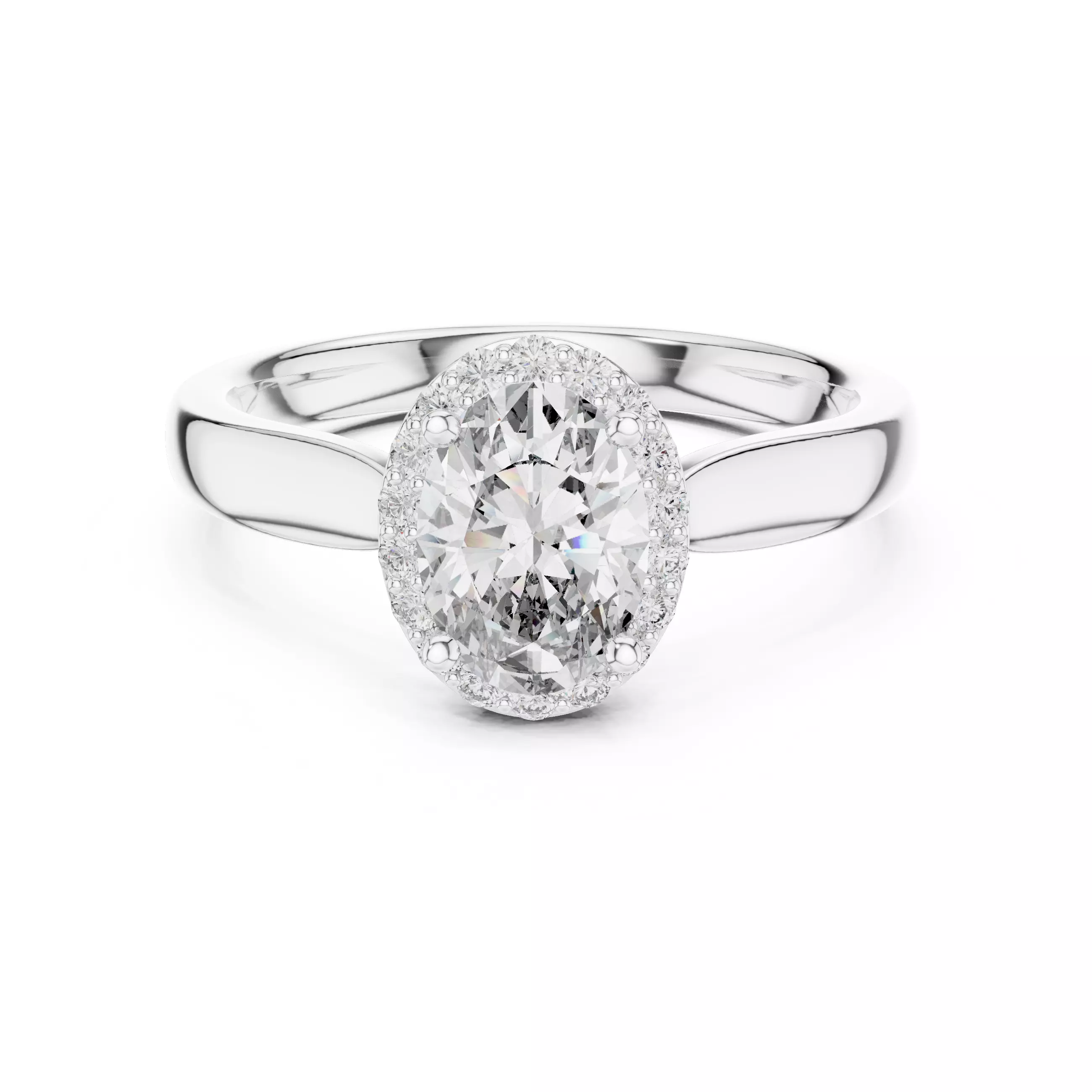 Oval Halo Solitaire Ring 3dm stl renders 360 animation videos 3D print model_9