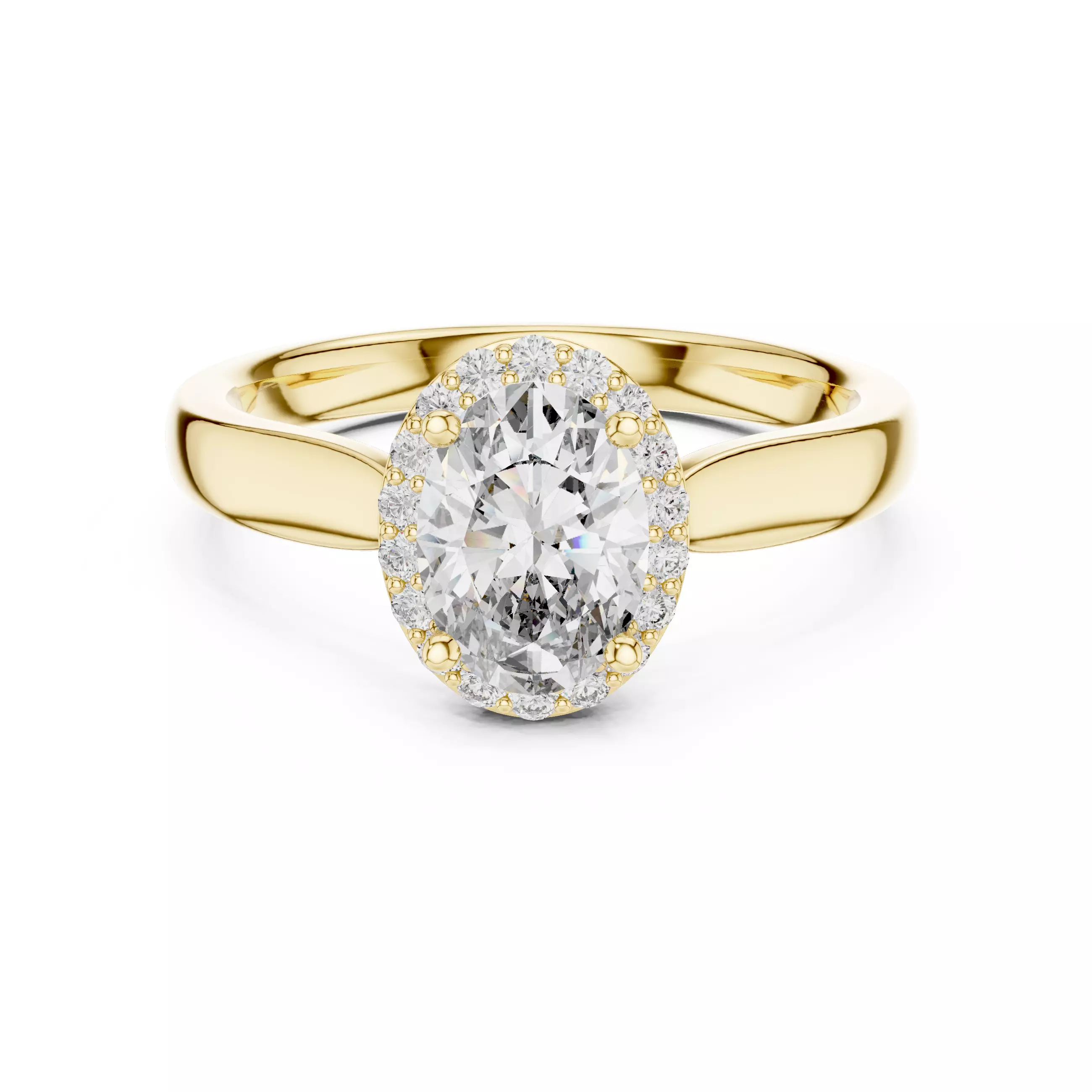 Oval Halo Solitaire Ring 3dm stl renders 360 animation videos 3D print model_13