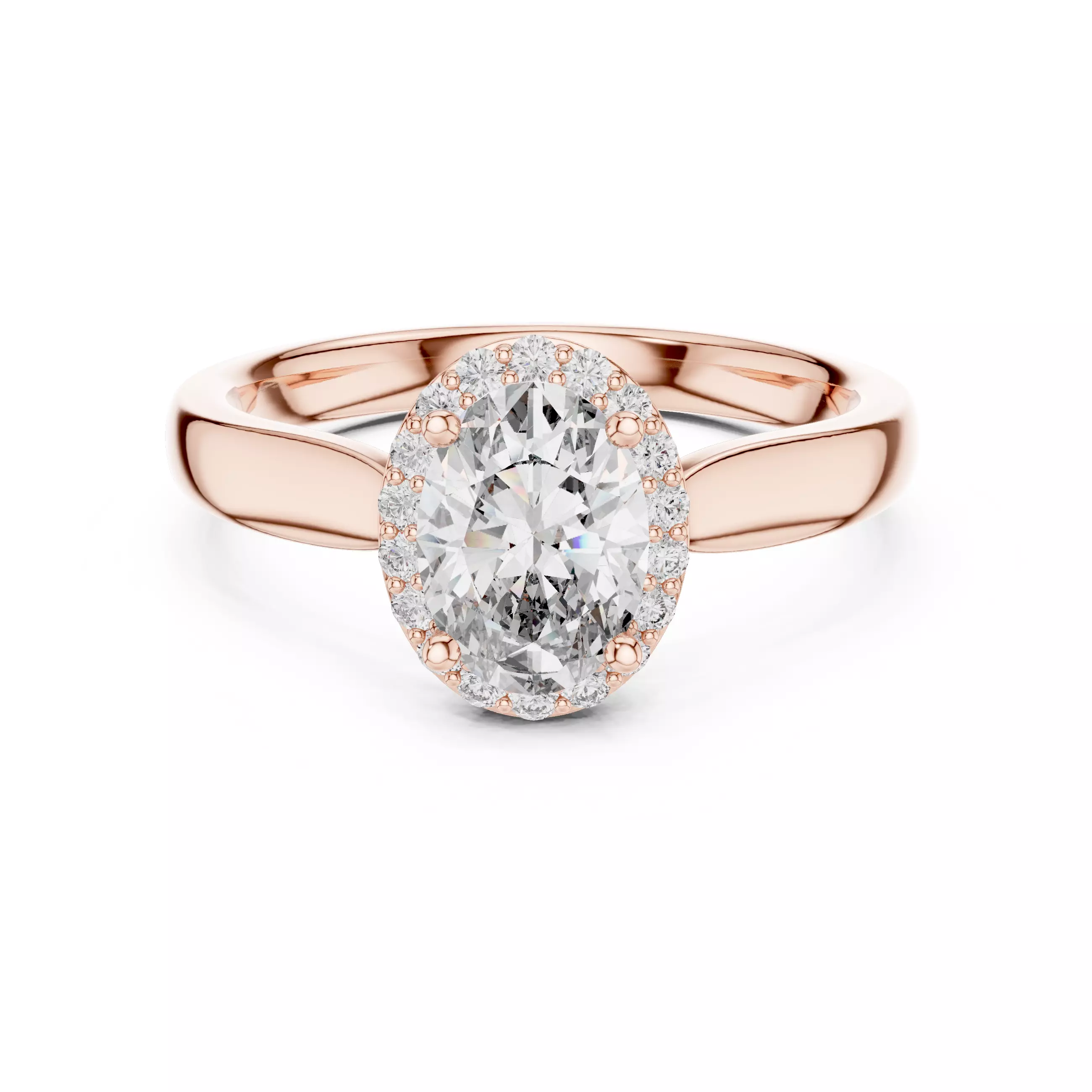 Oval Halo Solitaire Ring 3dm stl renders 360 animation videos 3D print model_0