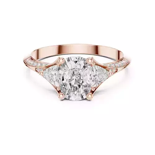 Cushion Trillion Trio  Solitaire Ring 3dm stl renders animation 3D print model