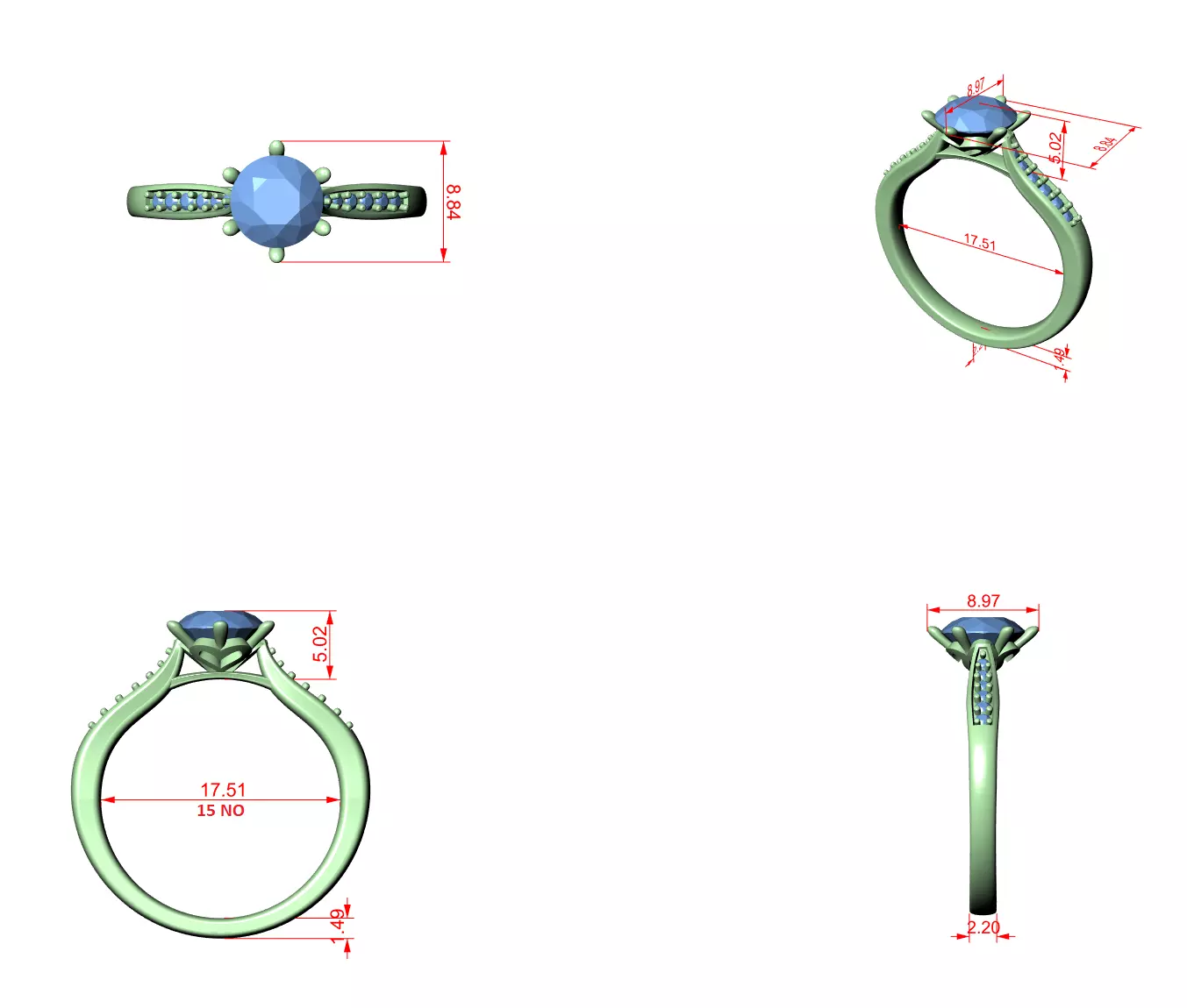 Solitaire Ring 3dm stl renders 360 animation videos 3D print model_1