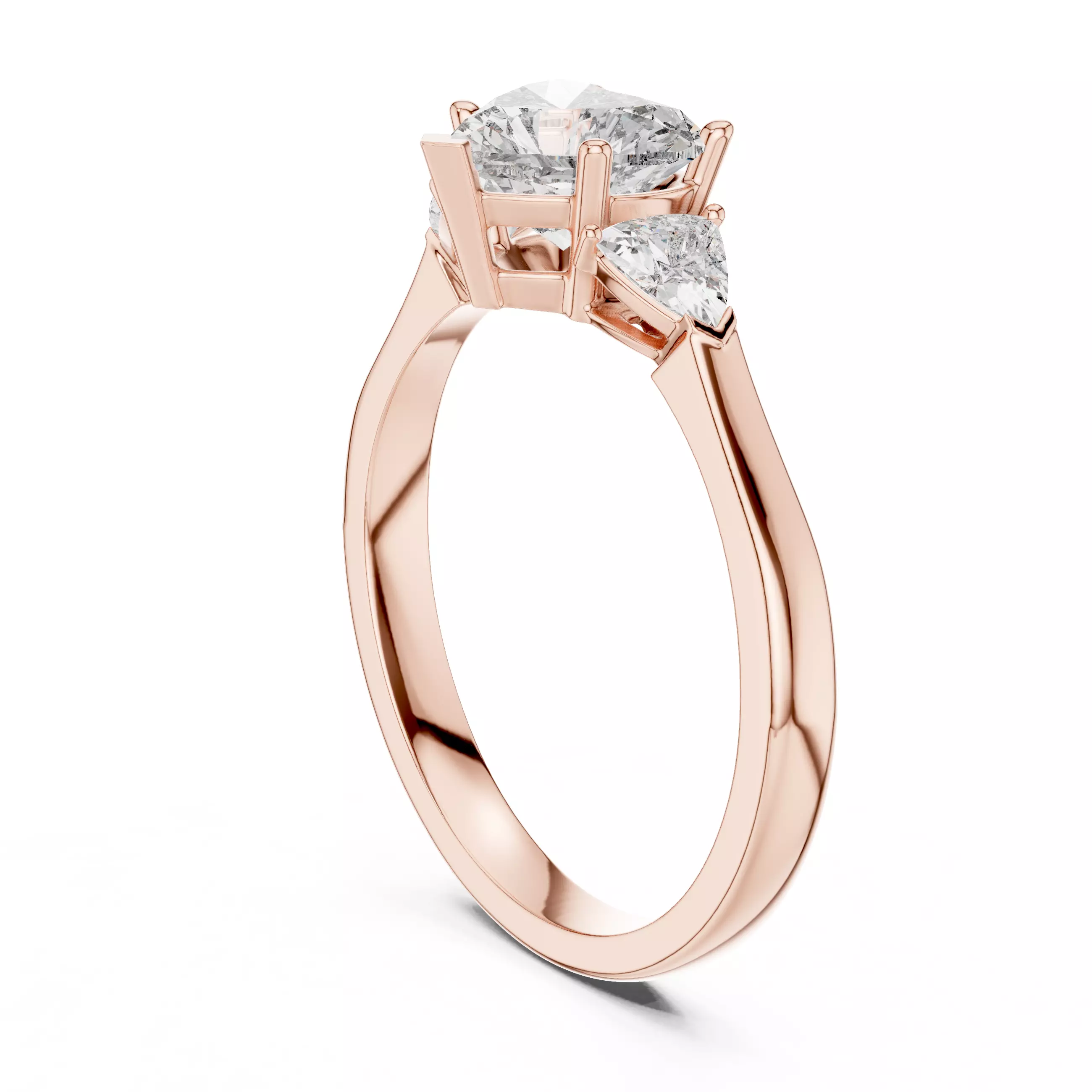 Heart Trillion Trio Solitaire Ring 3dm stl renders 360 animation 3D print model_3