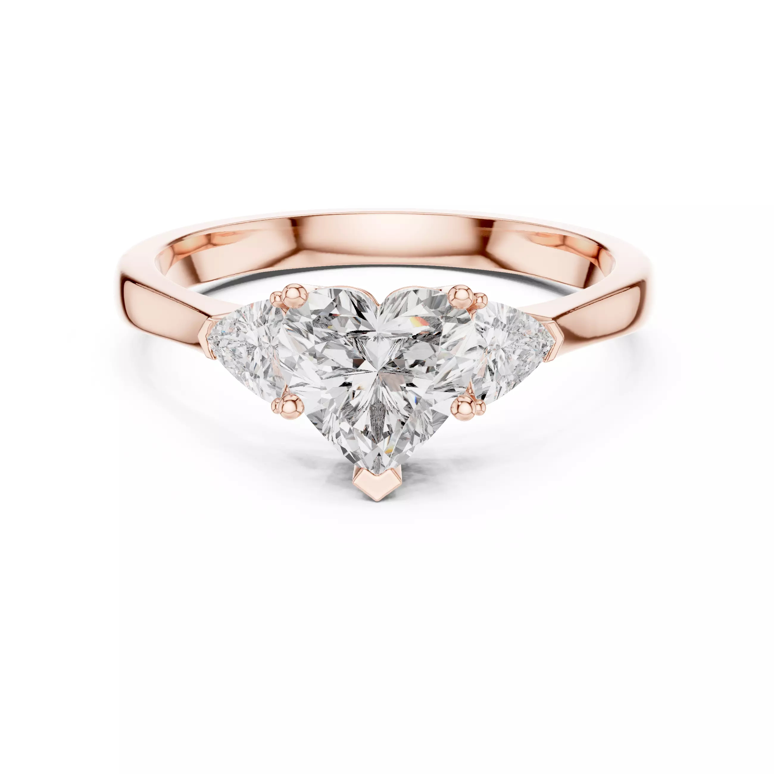 Heart Trillion Trio Solitaire Ring 3dm stl renders 360 animation 3D print model_0