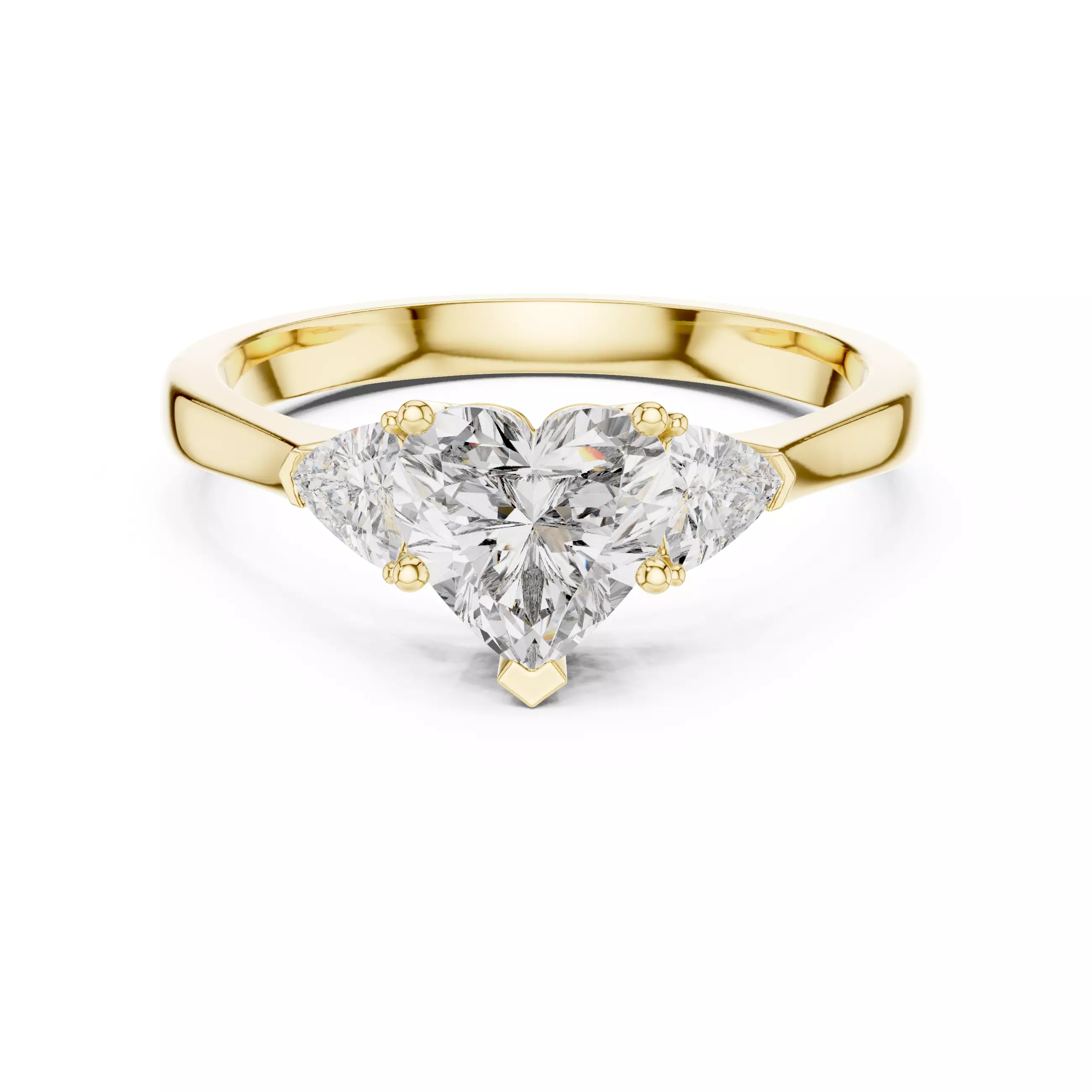 Heart Trillion Trio Solitaire Ring 3dm stl renders 360 animation 3D print model_13