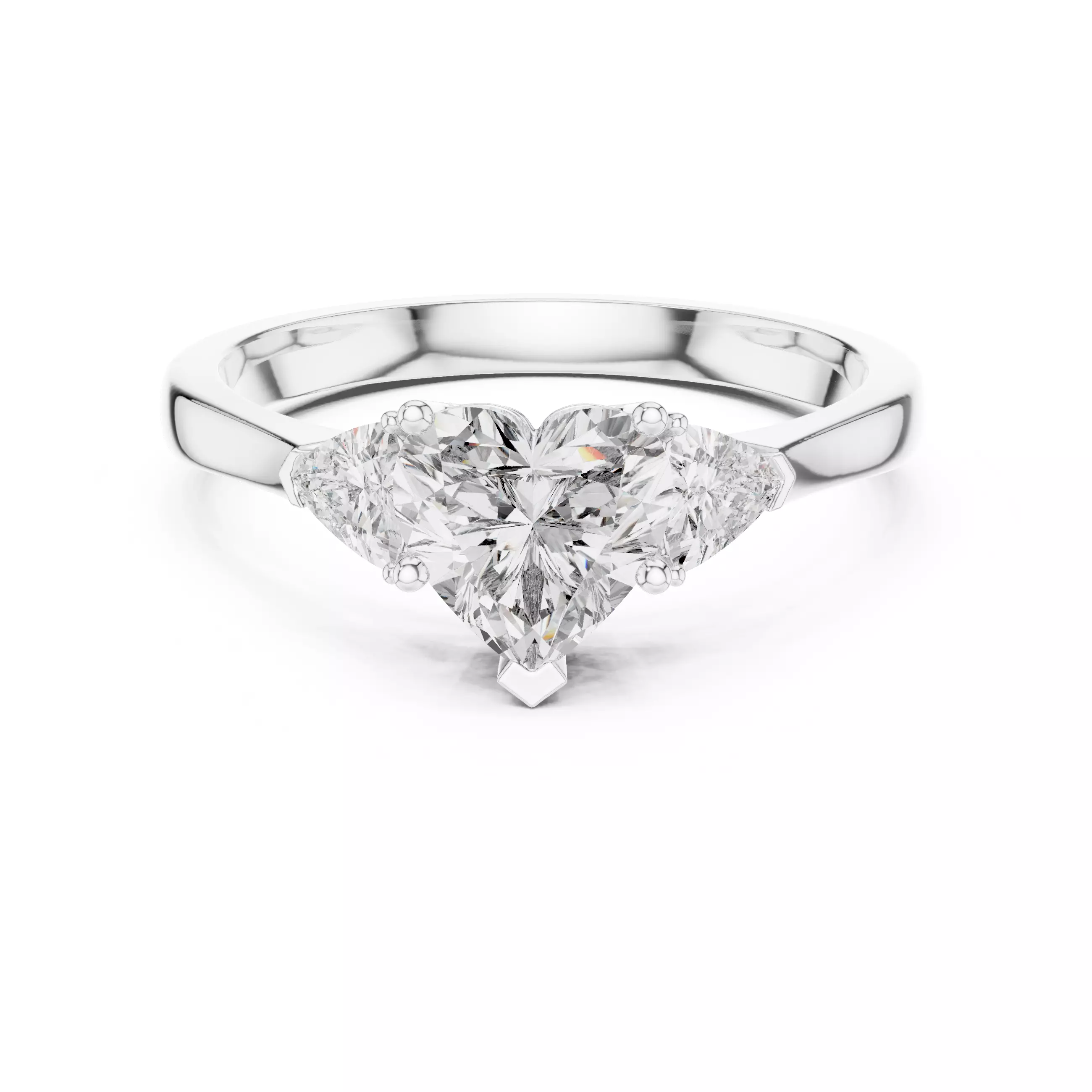 Heart Trillion Trio Solitaire Ring 3dm stl renders 360 animation 3D print model_9